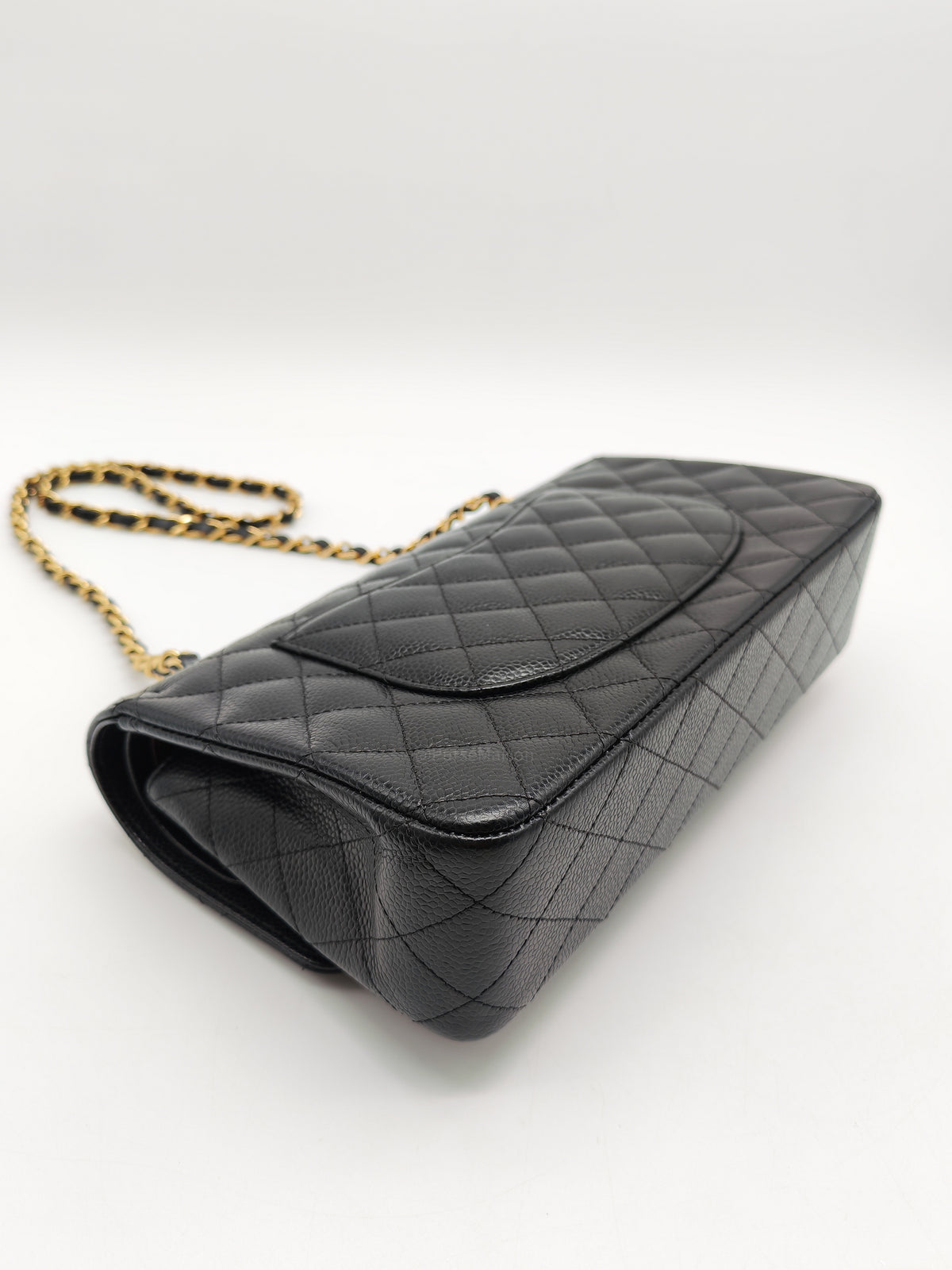 Chanel Classic Double Flap Medium In Black Caviar Leather Gold Hardware (Series 27)