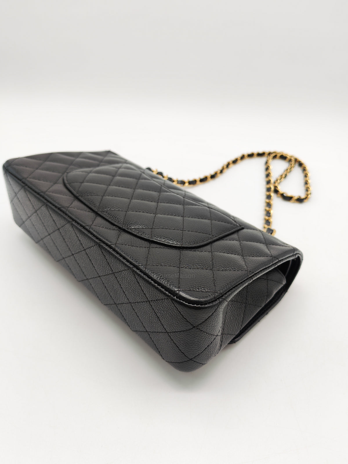 Chanel Classic Double Flap Medium In Black Caviar Leather Gold Hardware (Series 27)