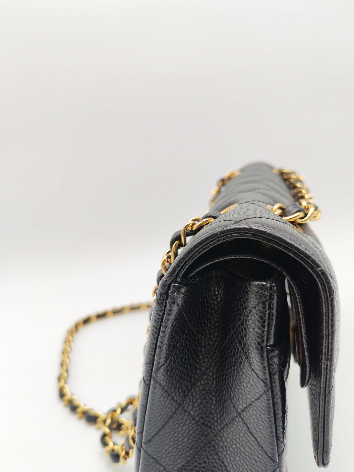 Chanel Classic Double Flap Medium In Black Caviar Leather Gold Hardware (Series 27)