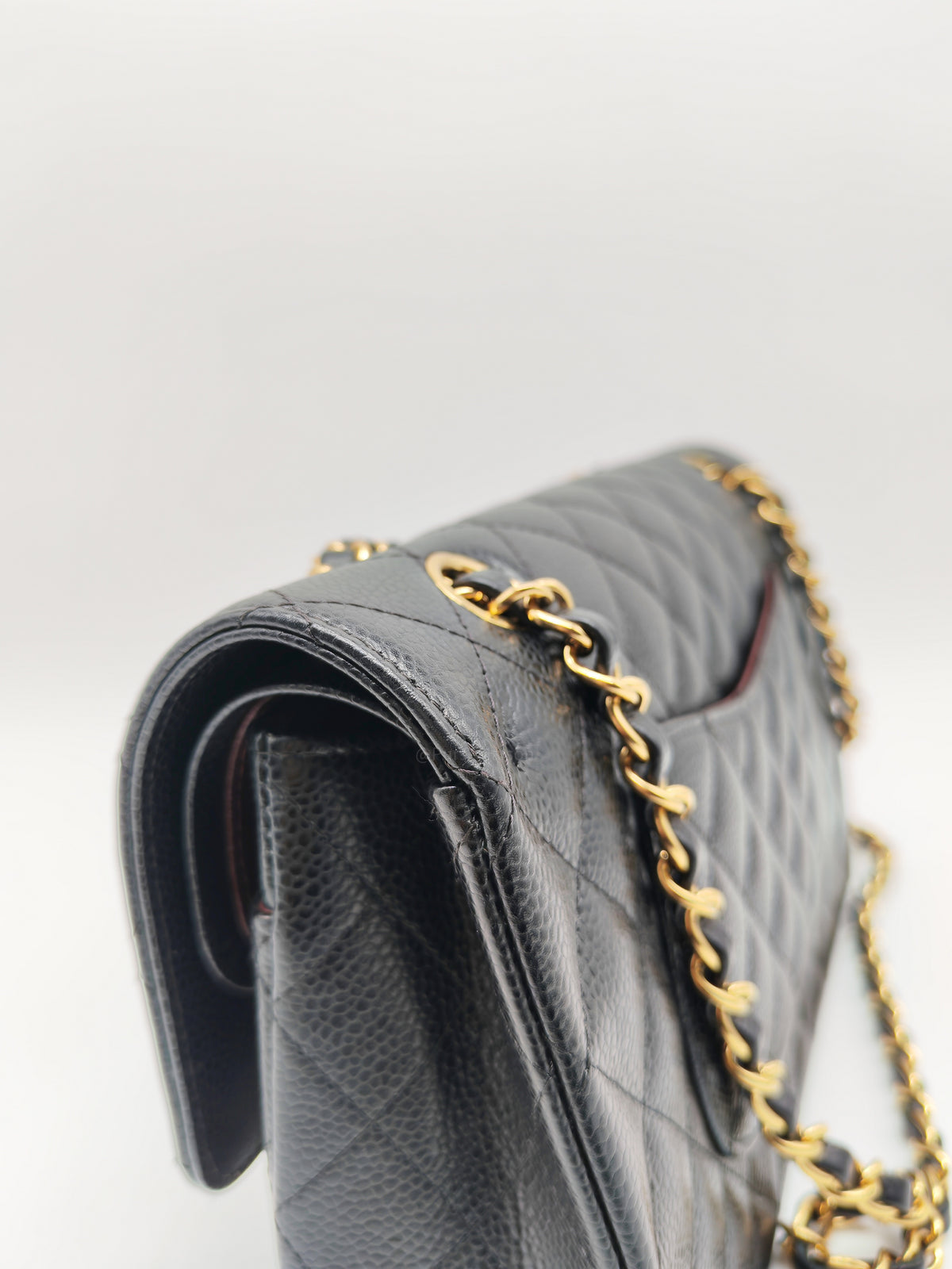Chanel Classic Double Flap Medium In Black Caviar Leather Gold Hardware (Series 27)