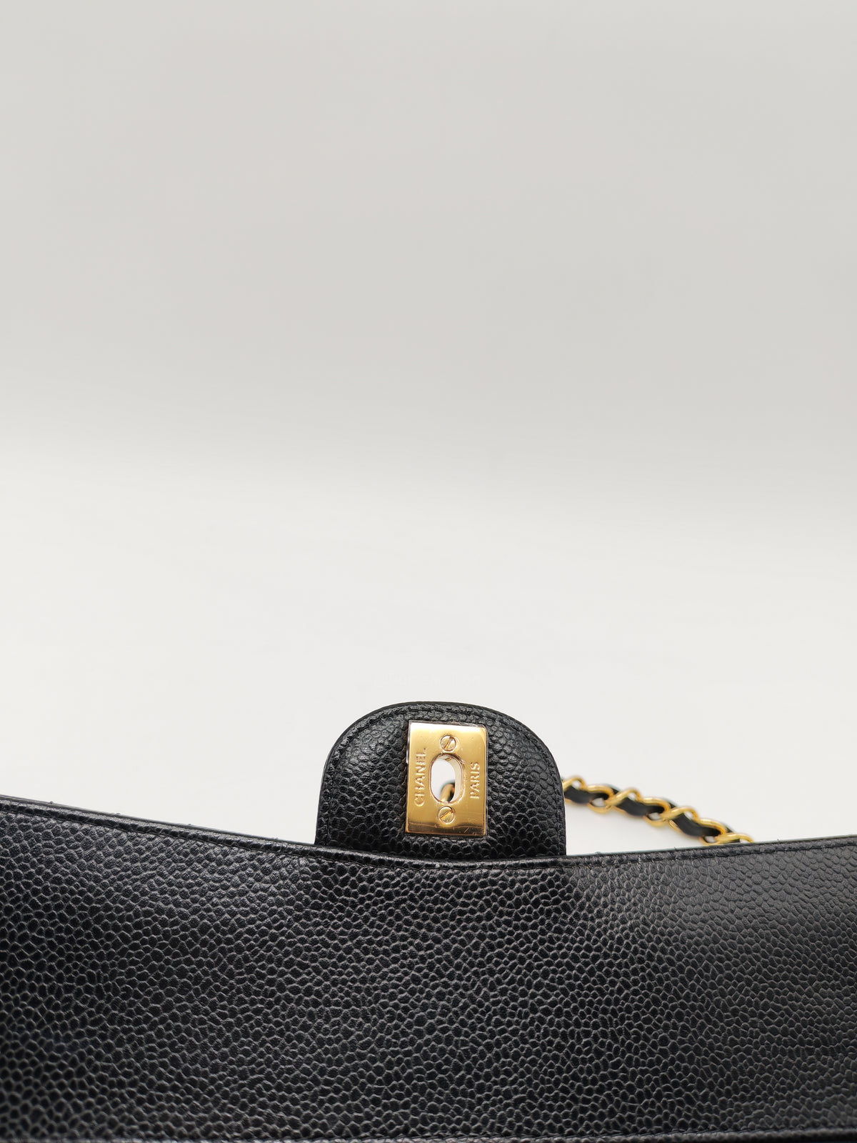 Chanel Classic Double Flap Medium In Black Caviar Leather Gold Hardware (Series 27)