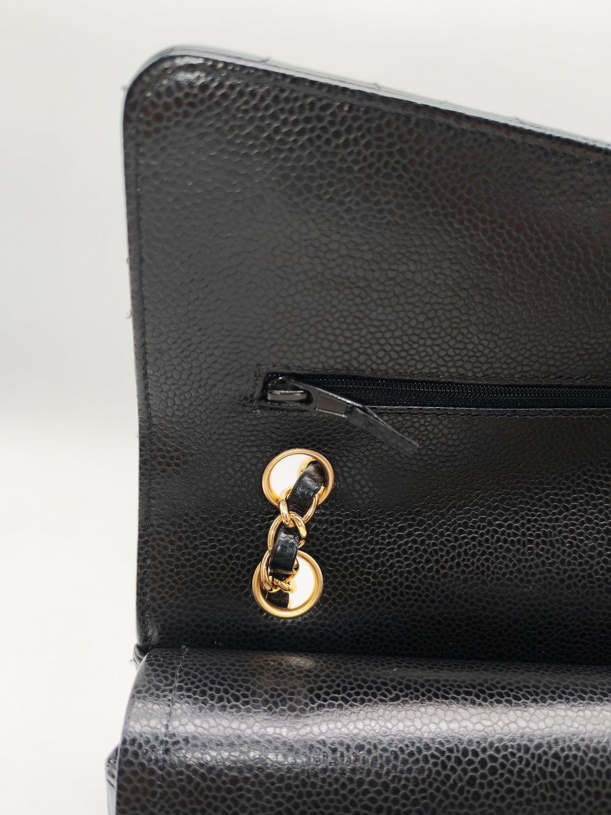 Chanel Classic Double Flap Medium In Black Caviar Leather Gold Hardware (Series 27)