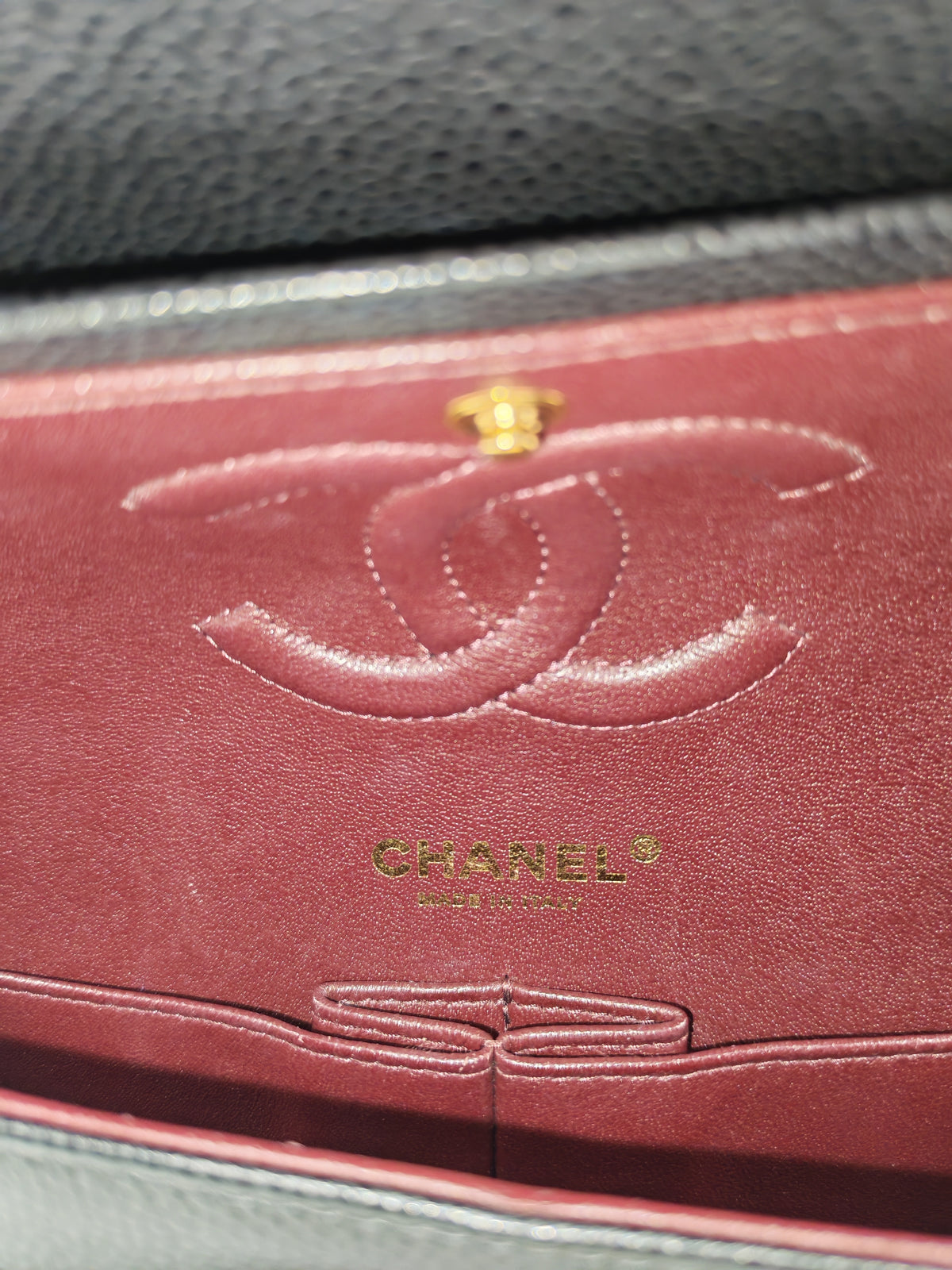 Chanel Classic Double Flap Medium In Black Caviar Leather Gold Hardware (Series 27)