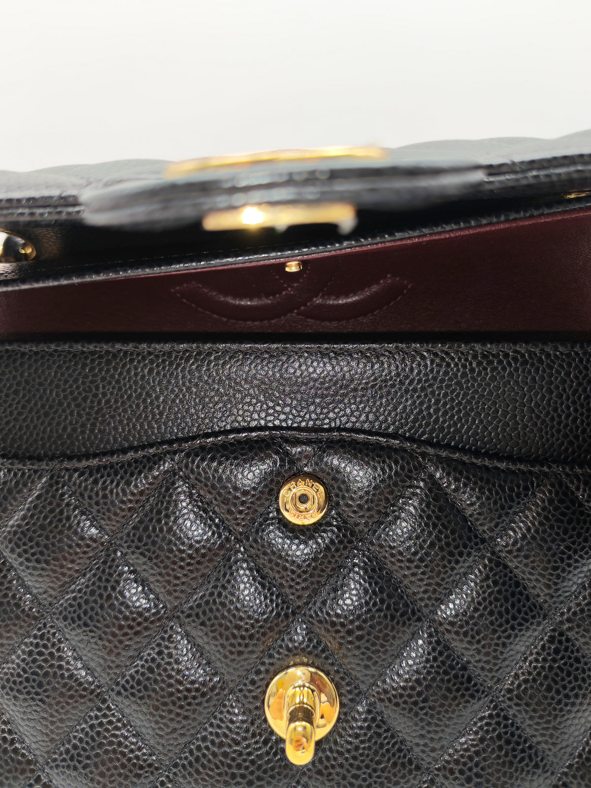 Chanel Classic Double Flap Medium In Black Caviar Leather Gold Hardware (Series 27)