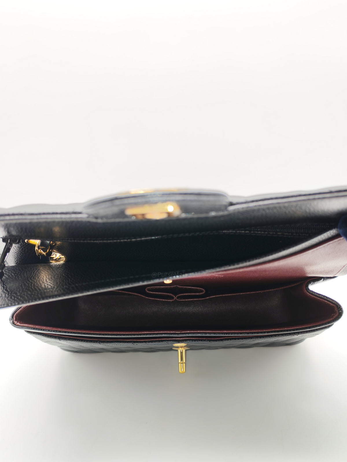 Chanel Classic Double Flap Medium In Black Caviar Leather Gold Hardware (Series 27)