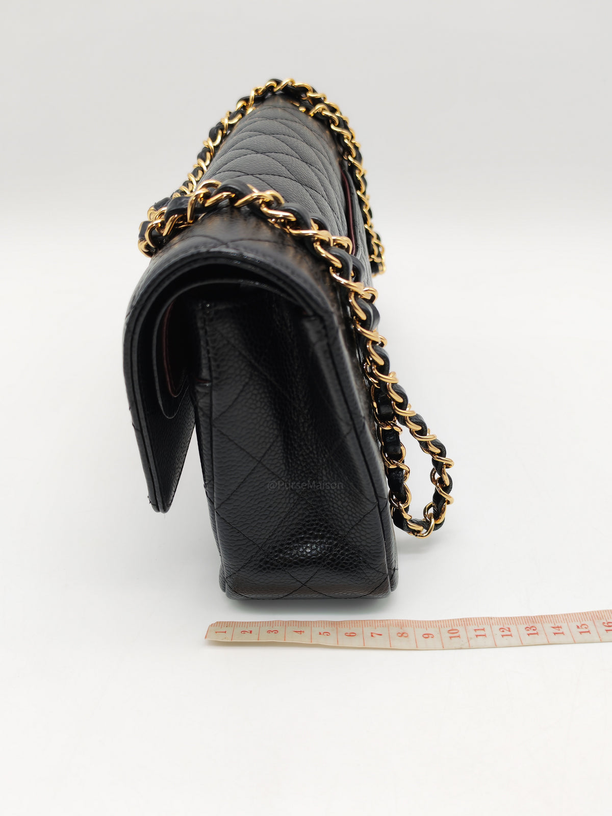 Chanel Classic Double Flap Medium In Black Caviar Leather Gold Hardware (Series 27)