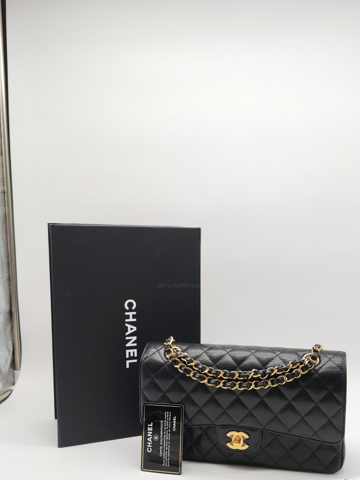 Chanel Classic Double Flap Medium In Black Caviar Leather Gold Hardware (Series 27)