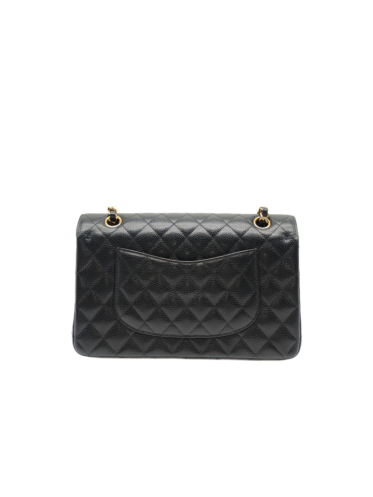 Chanel Classic Double Flap Medium In Black Caviar Leather Gold Hardware (Series 27)