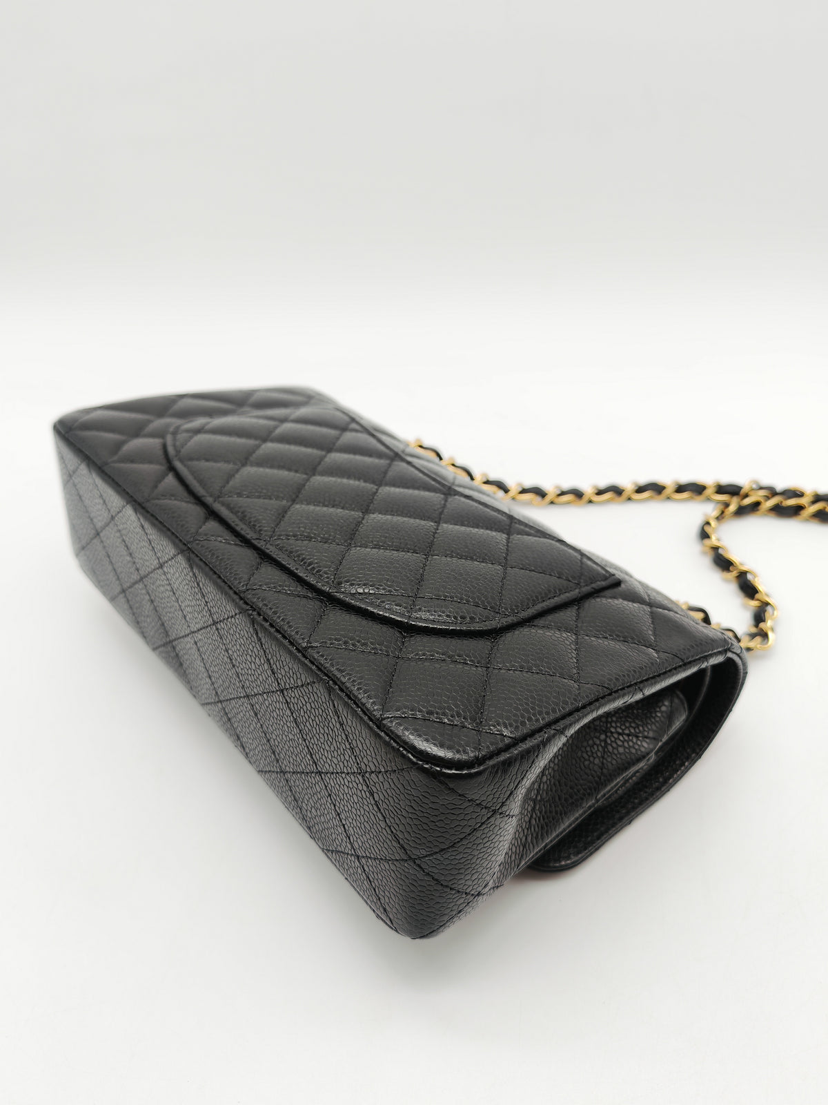Chanel Classic Double Flap Small in Quilted Caviar Leather and Gold Hardware Microchip