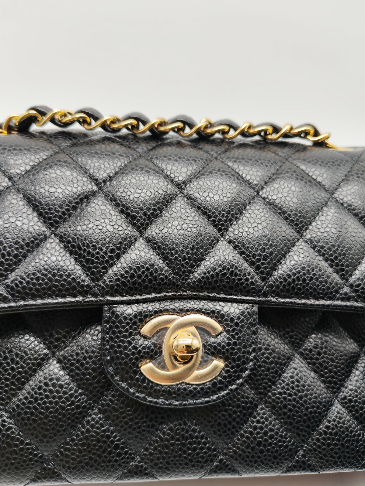 Chanel Classic Double Flap Small in Quilted Caviar Leather and Gold Hardware Microchip