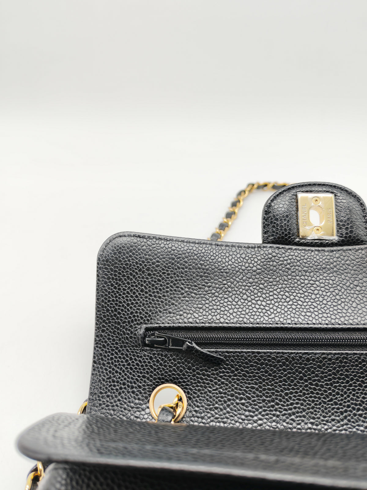 Chanel Classic Double Flap Small in Quilted Caviar Leather and Gold Hardware Microchip