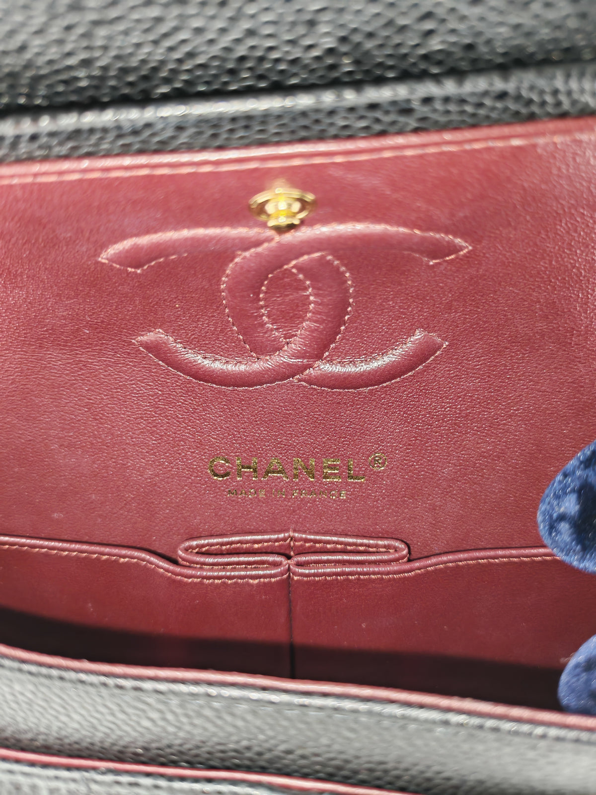 Chanel Classic Double Flap Small in Quilted Caviar Leather and Gold Hardware Microchip