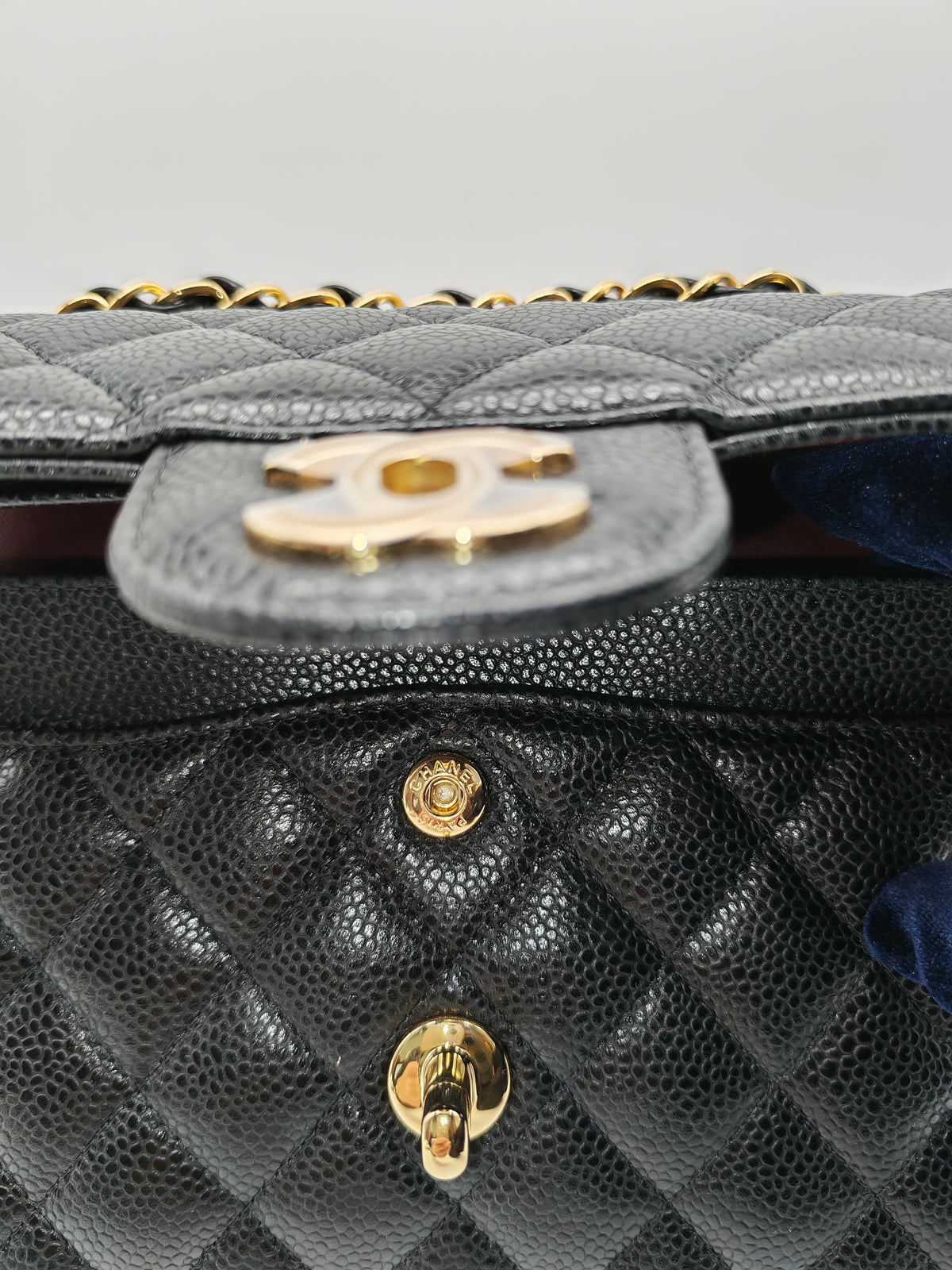 Chanel Classic Double Flap Small in Quilted Caviar Leather and Gold Hardware Microchip