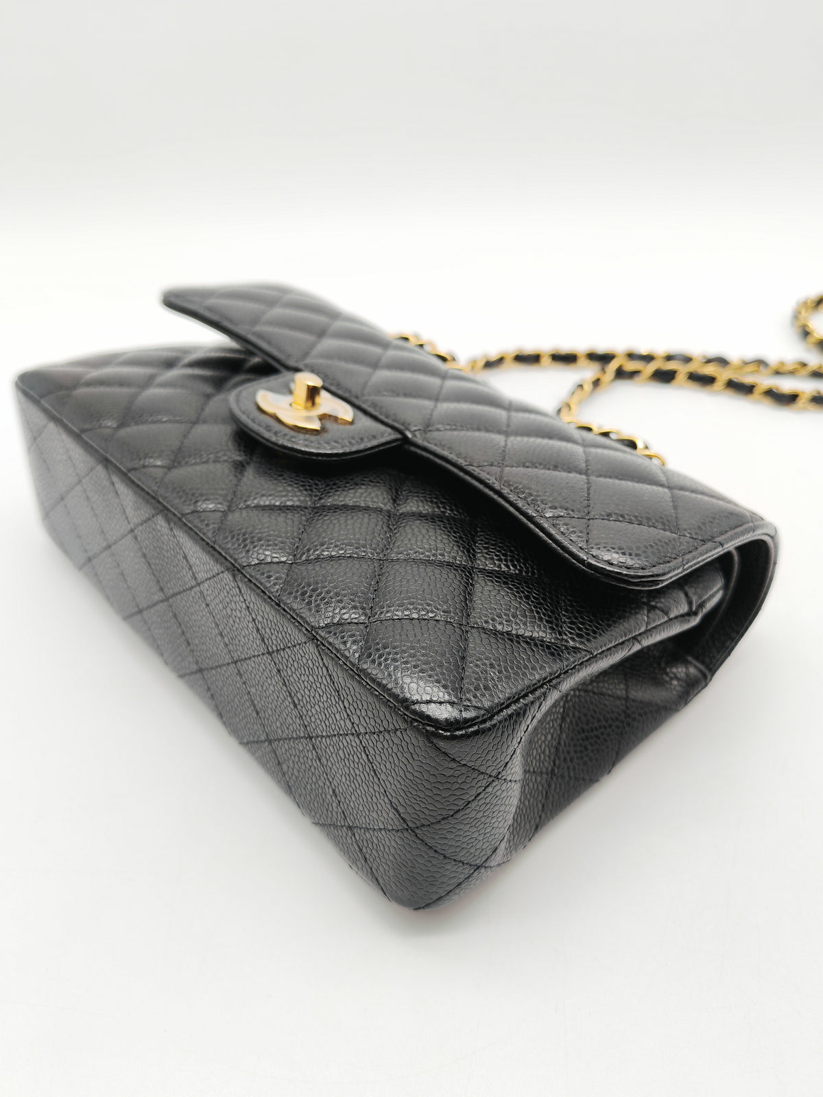 Chanel Classic Double Flap Small in Quilted Caviar Leather and Gold Hardware Microchip