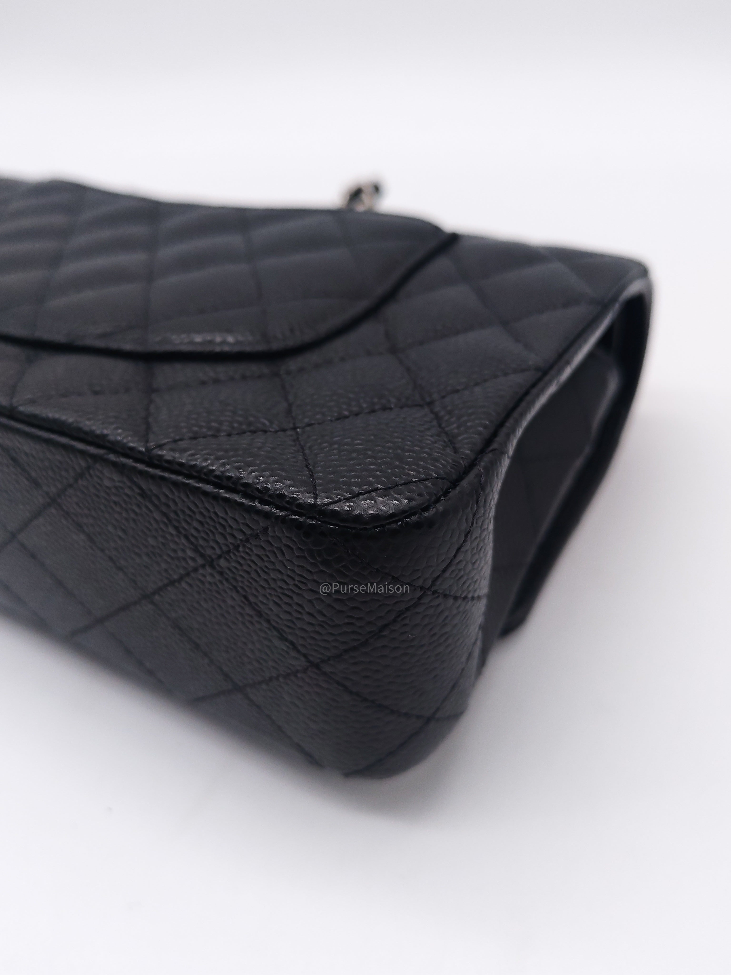 Chanel Classic Double Flap Medium in Black Caviar Leather Silver Hardware (Series 30)