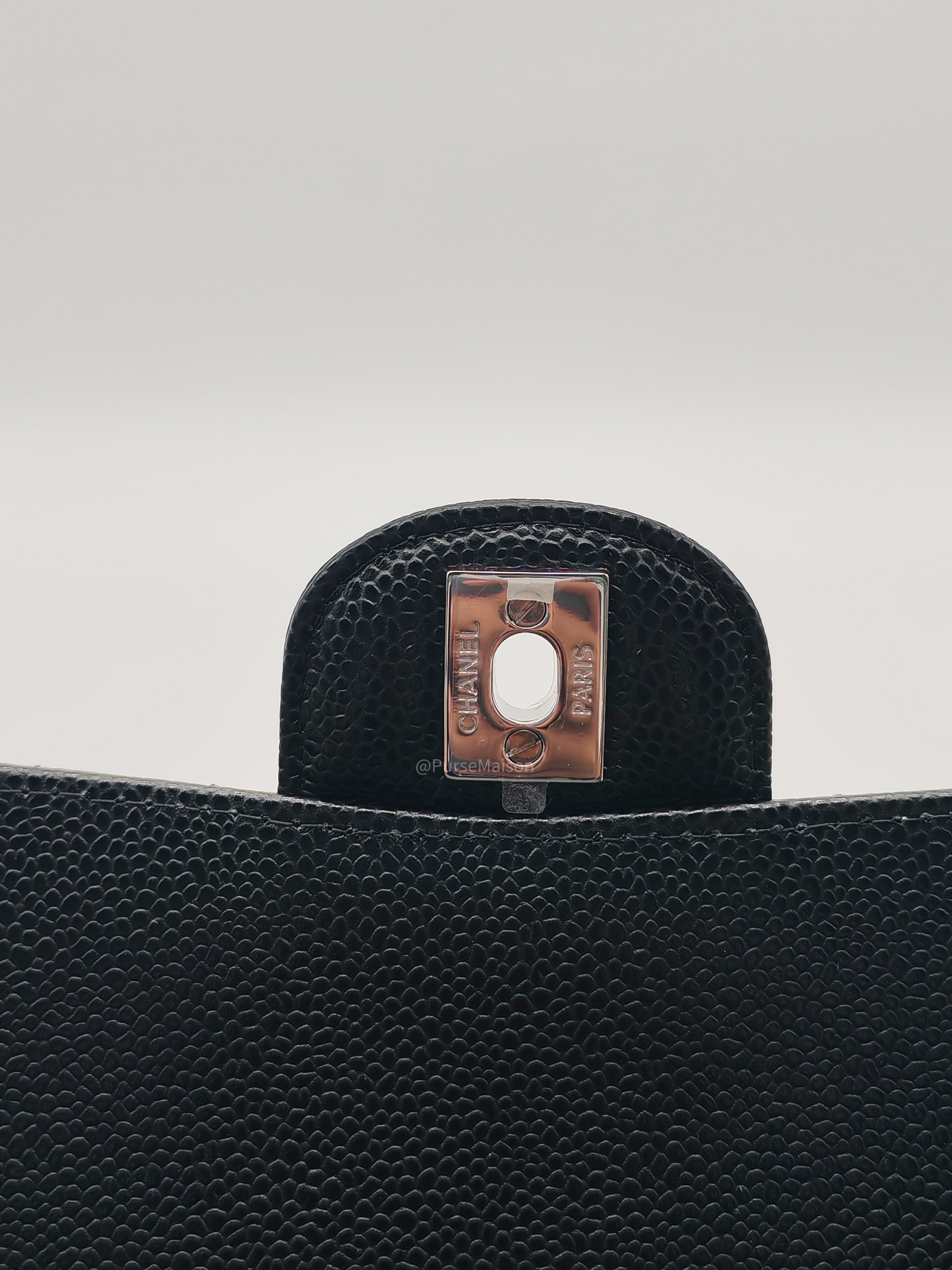 Chanel Classic Double Flap Medium in Black Caviar Leather Silver Hardware (Series 30)