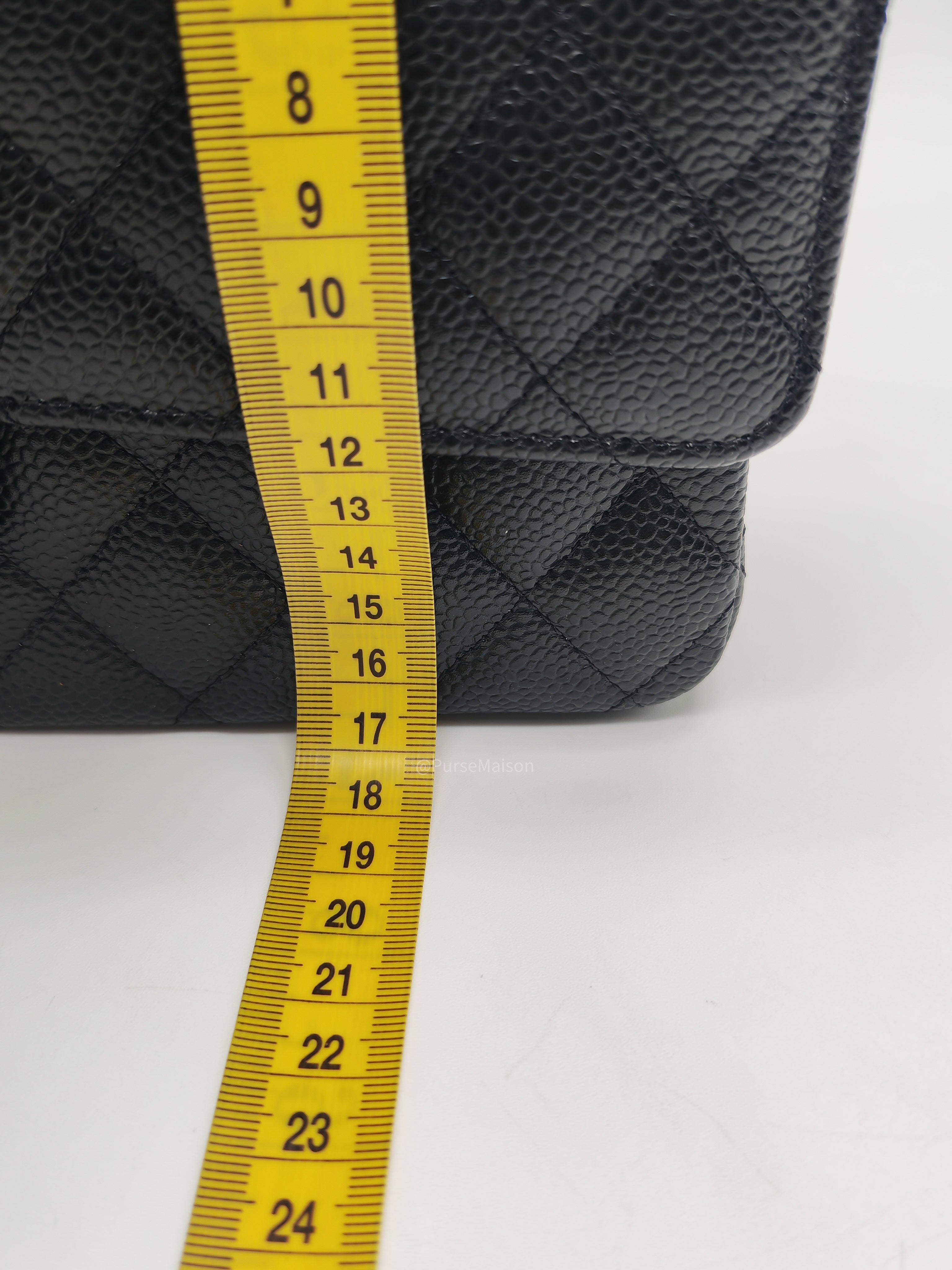 Chanel Classic Double Flap Medium in Black Caviar Leather Silver Hardware (Series 30)