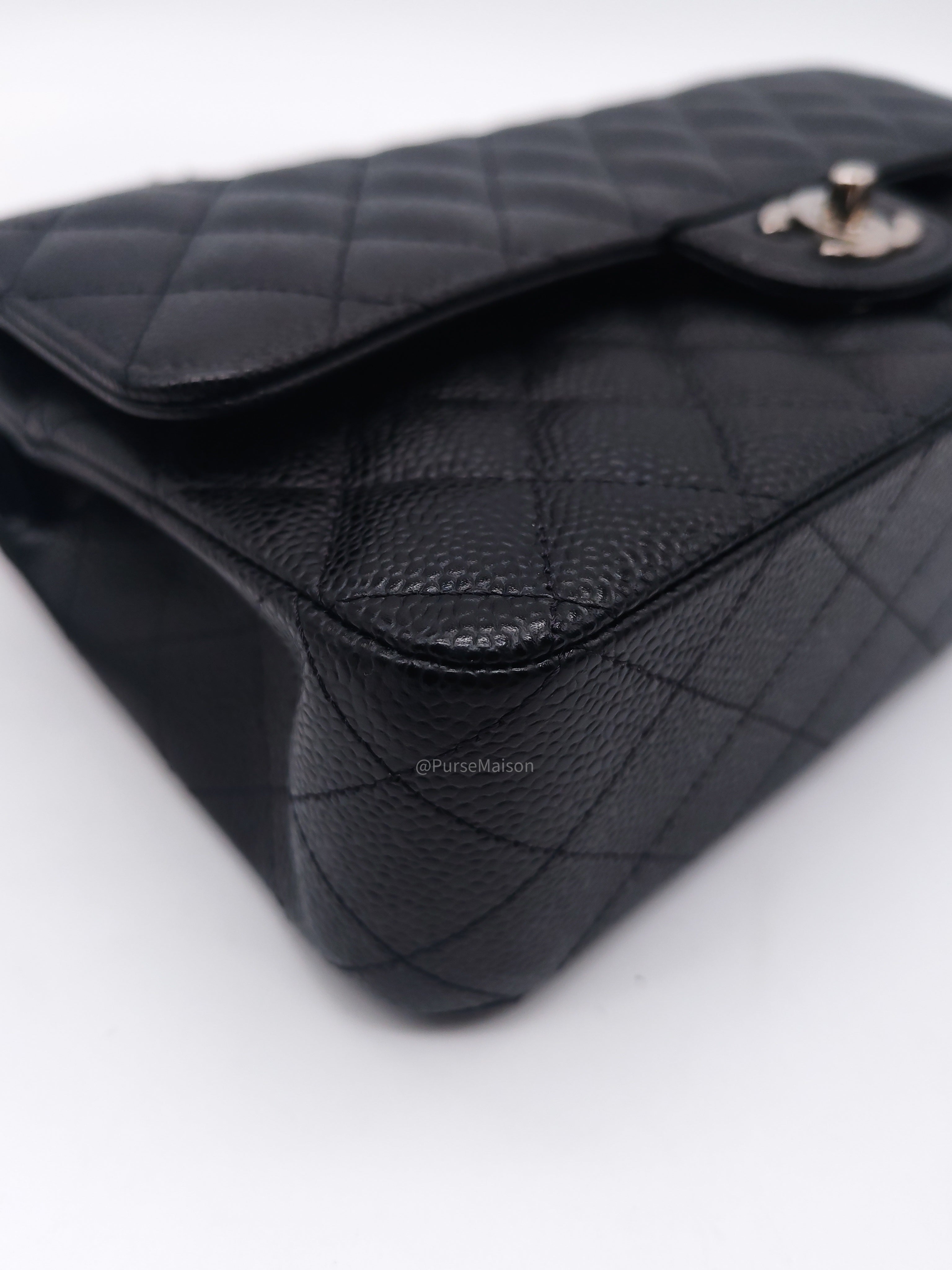 Chanel Classic Double Flap Medium in Black Caviar Leather Silver Hardware (Series 30)