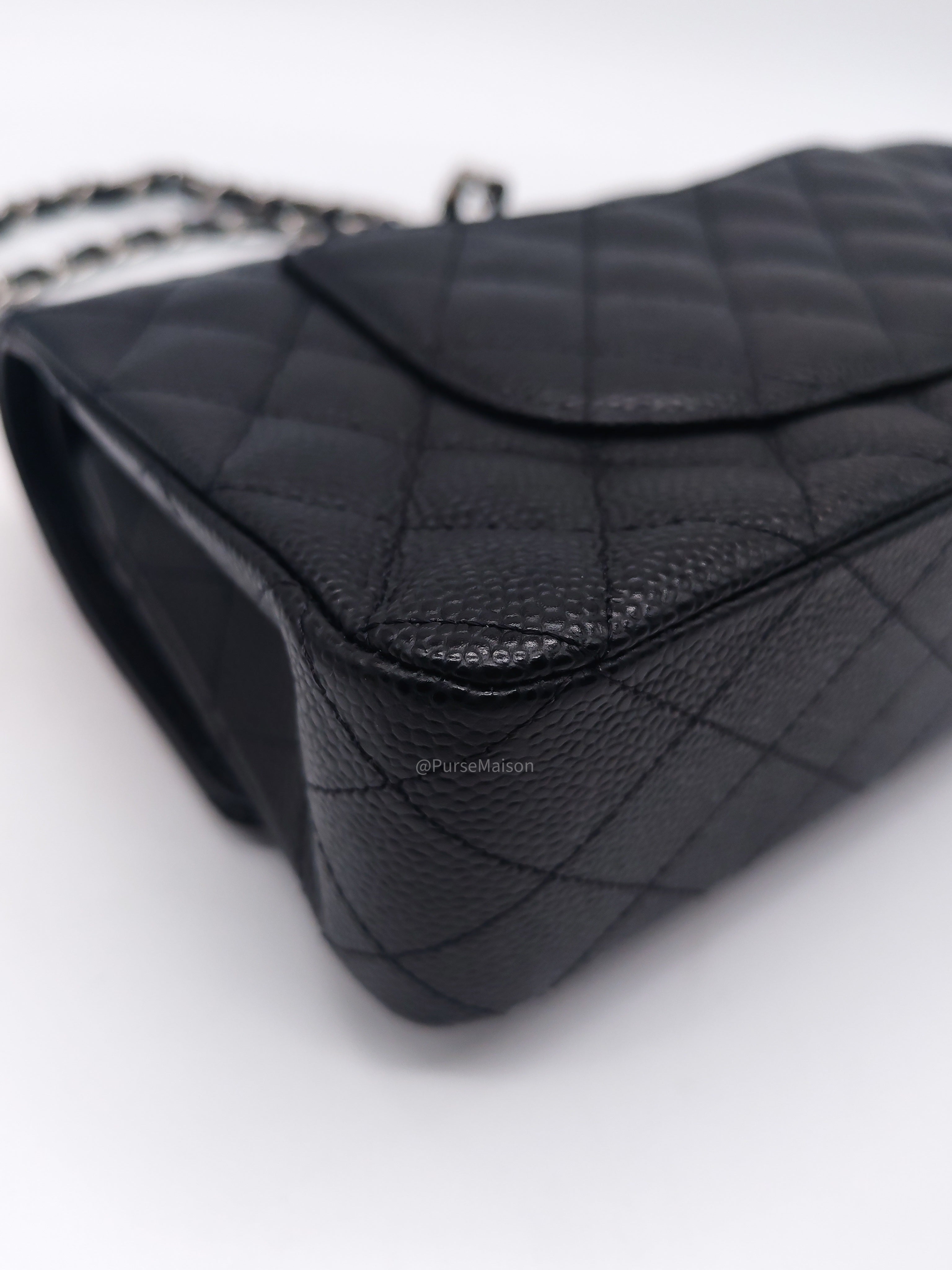 Chanel Classic Double Flap Medium in Black Caviar Leather Silver Hardware (Series 30)