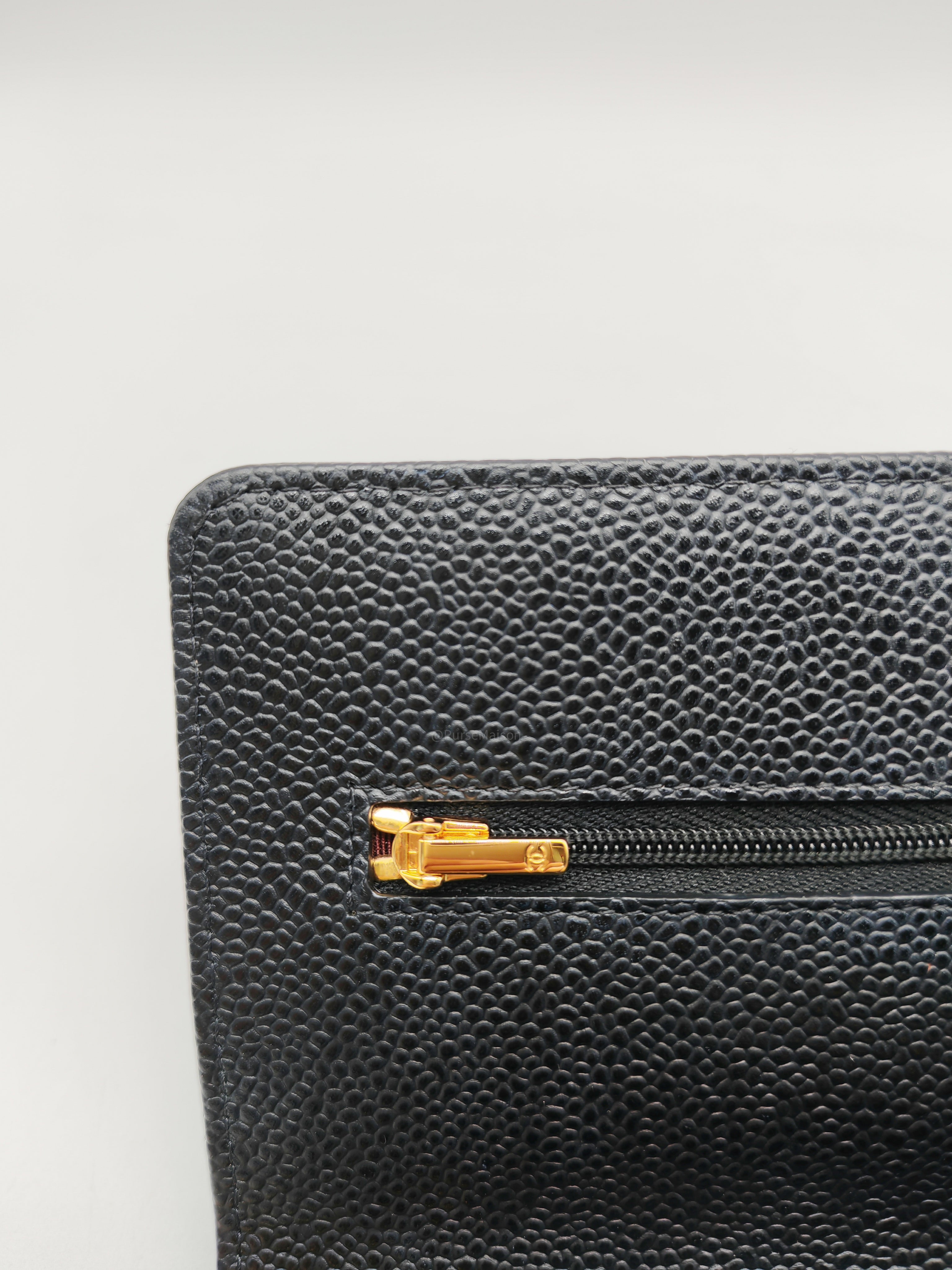 Chanel Wallet on Chain (WOC) in Black Quilted Caviar Leather and Gold Hardware Series 29