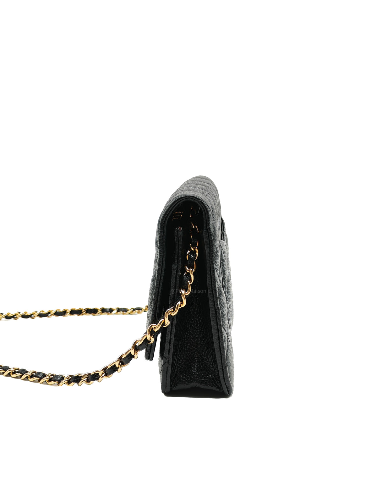 Chanel Wallet on Chain (WOC) in Black Quilted Caviar Leather and Gold Hardware Series 29
