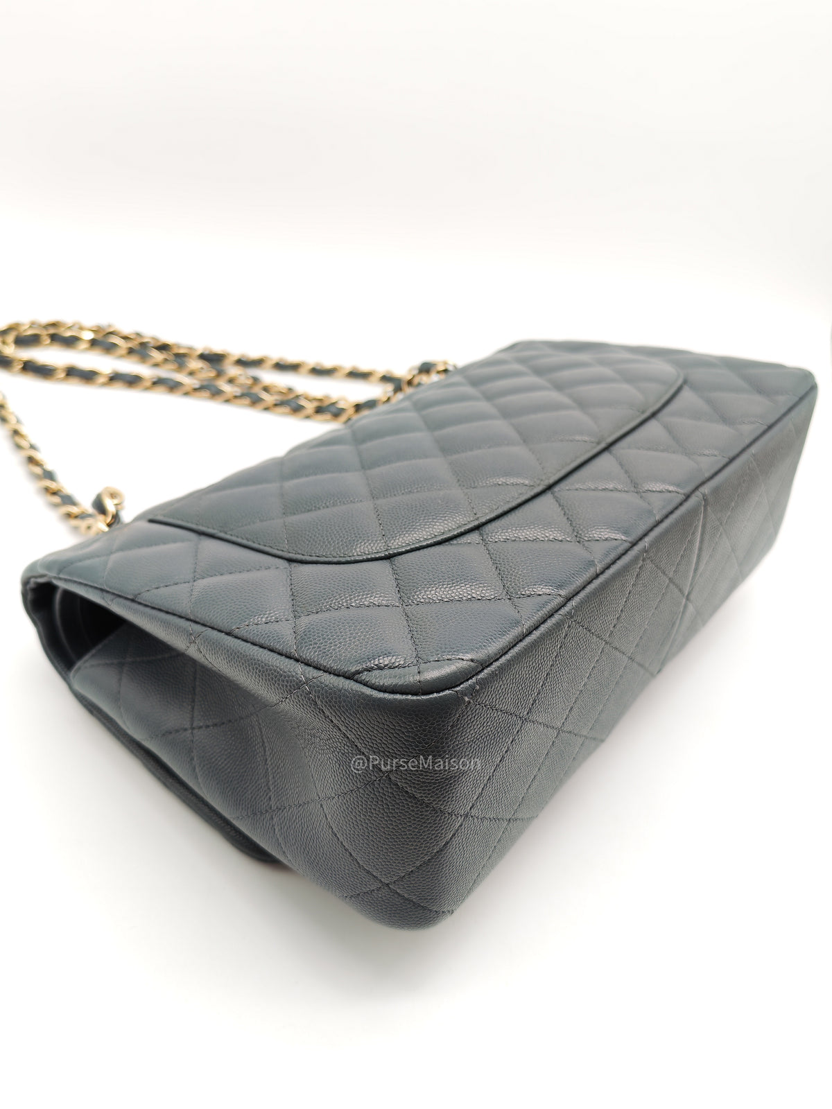 Chanel Classic Double Flap in Dark Gray Caviar Leather Gold Hardware (Series 26)