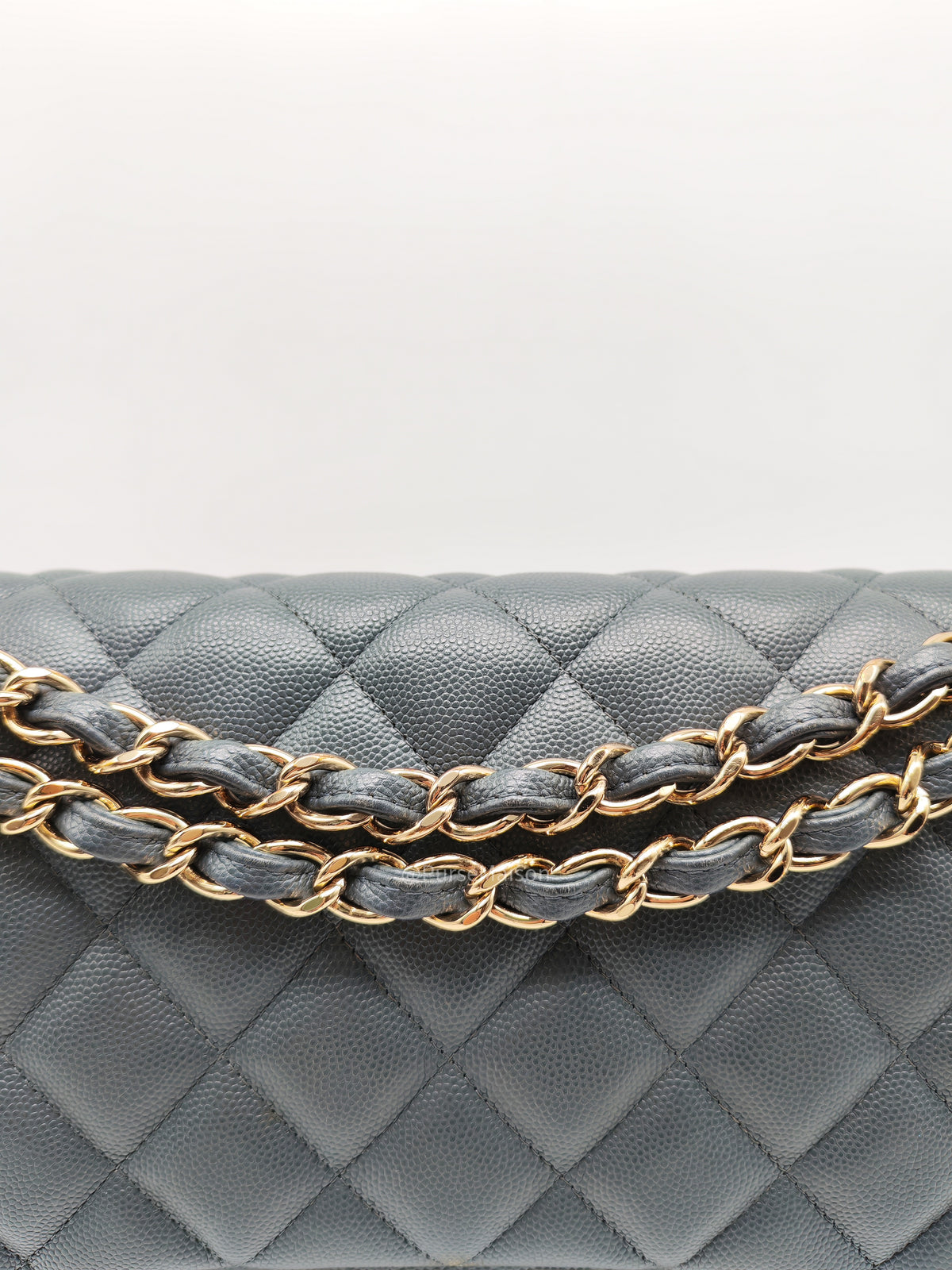 Chanel Classic Double Flap in Dark Gray Caviar Leather Gold Hardware (Series 26)