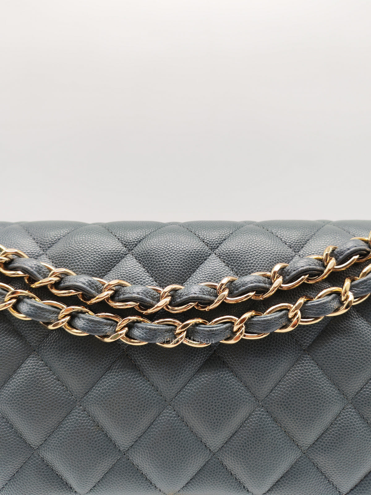 Chanel Classic Double Flap in Dark Gray Caviar Leather Gold Hardware (Series 26)