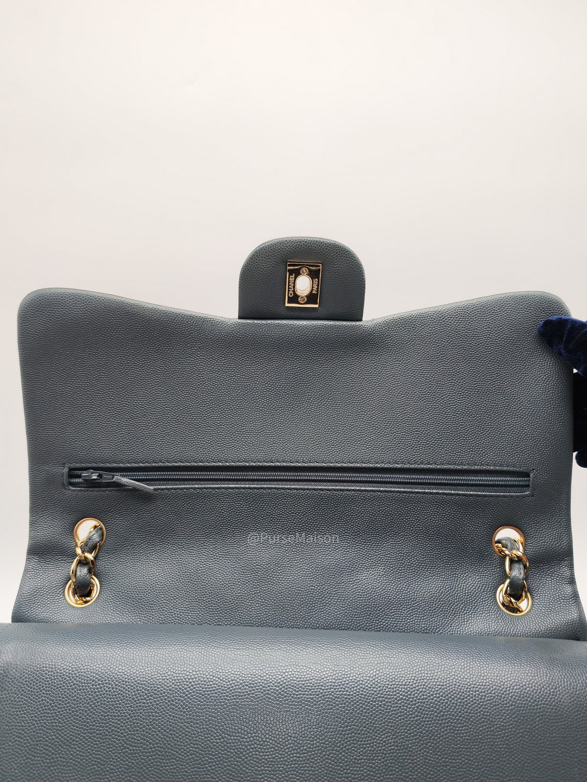 Chanel Classic Double Flap in Dark Gray Caviar Leather Gold Hardware (Series 26)