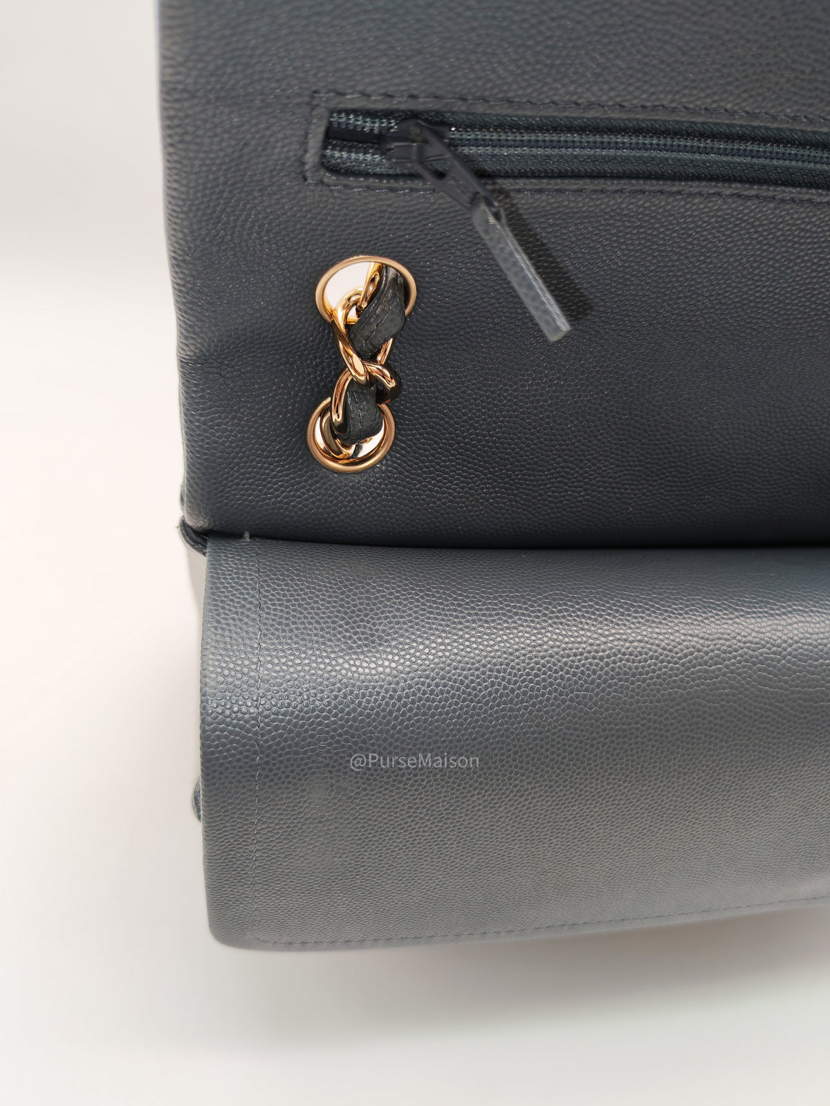 Chanel Classic Double Flap in Dark Gray Caviar Leather Gold Hardware (Series 26)