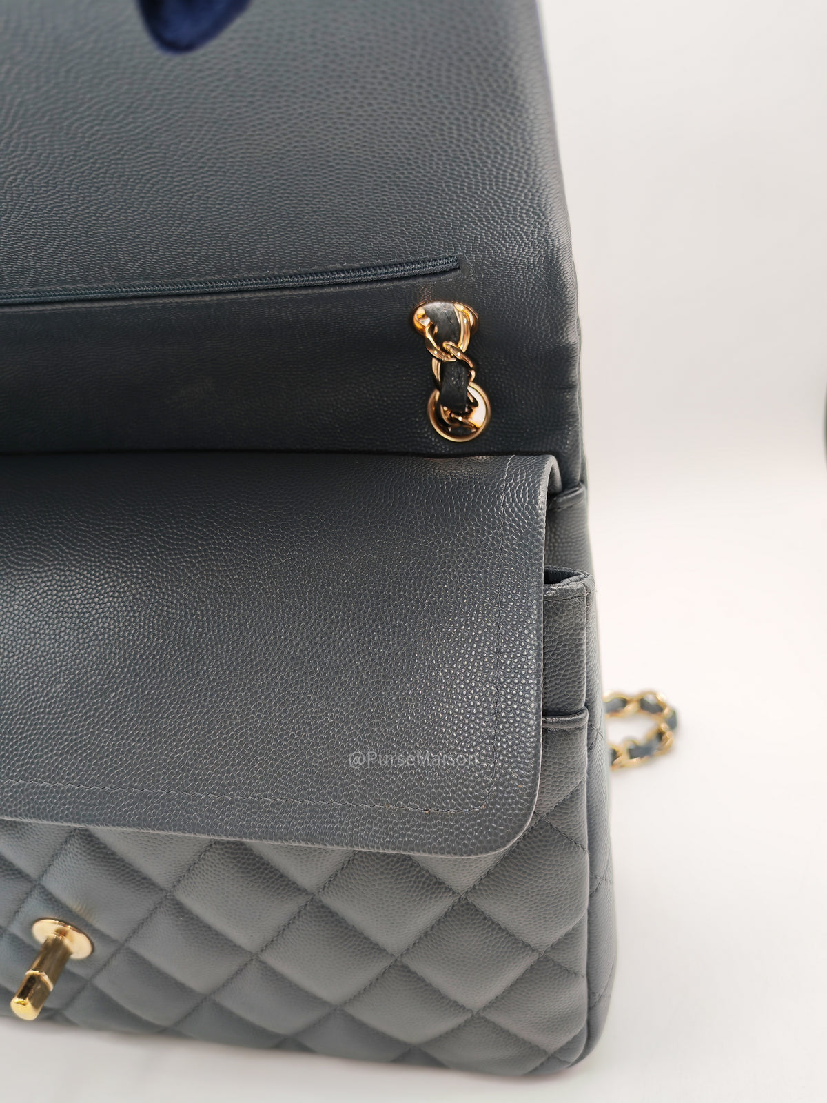 Chanel Classic Double Flap in Dark Gray Caviar Leather Gold Hardware (Series 26)
