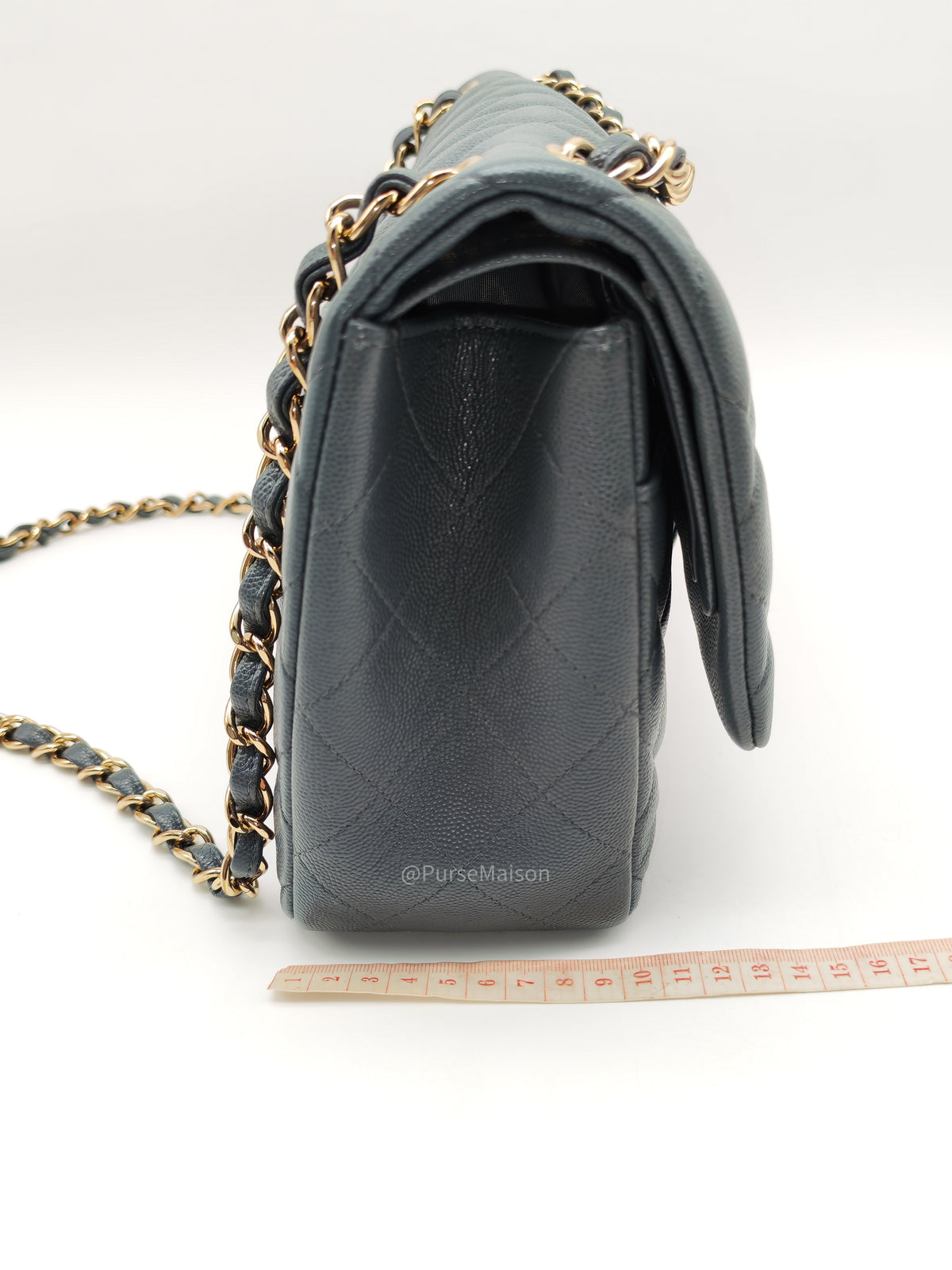 Chanel Classic Double Flap in Dark Gray Caviar Leather Gold Hardware (Series 26)