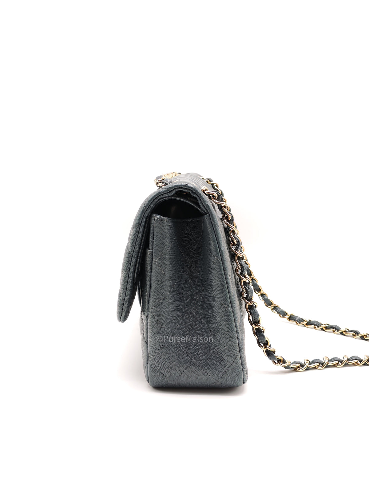 Chanel Classic Double Flap in Dark Gray Caviar Leather Gold Hardware (Series 26)