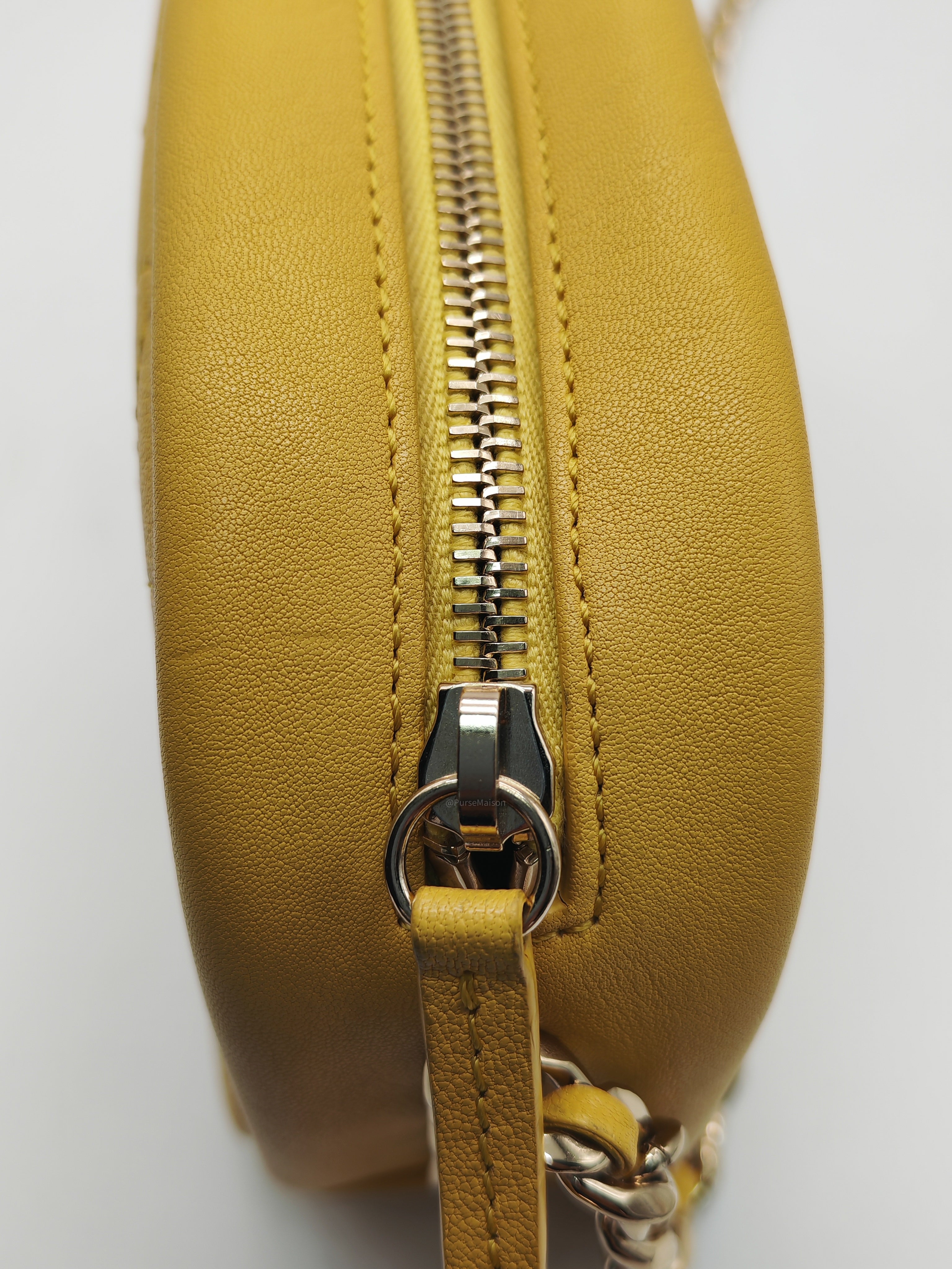 Chanel Matelassé Camera Bag in Yellow Calfskin Leather and Gold Hardware Series 26