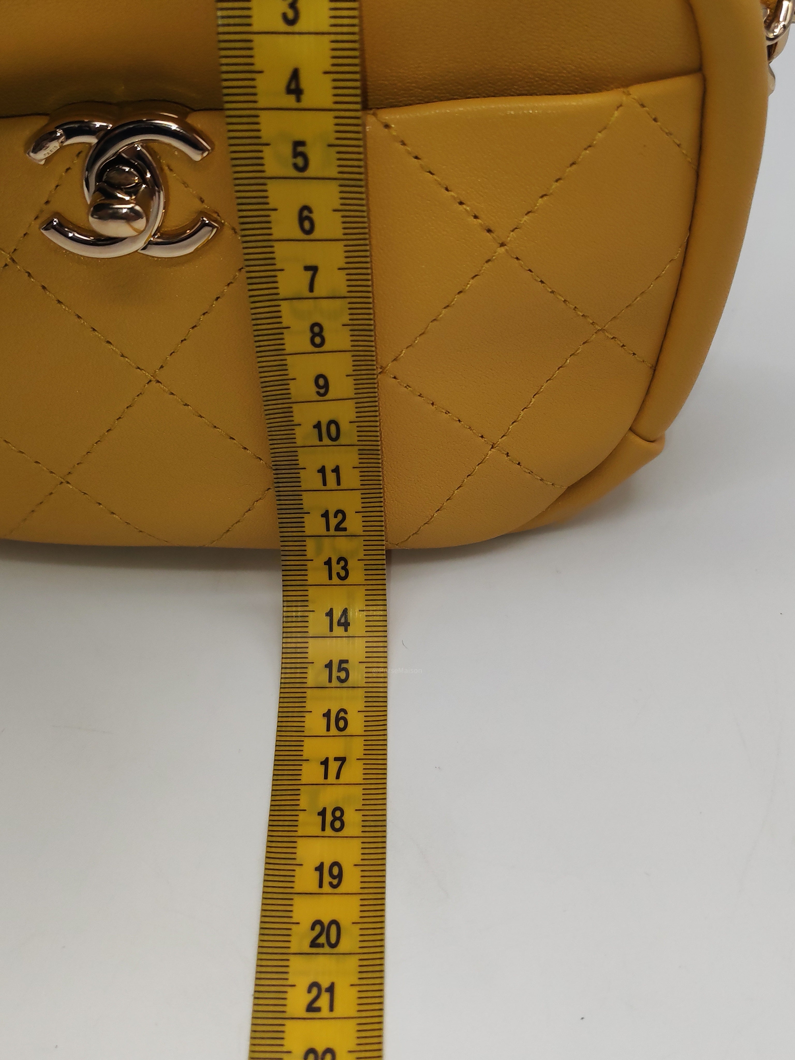 Chanel Matelassé Camera Bag in Yellow Calfskin Leather and Gold Hardware Series 26