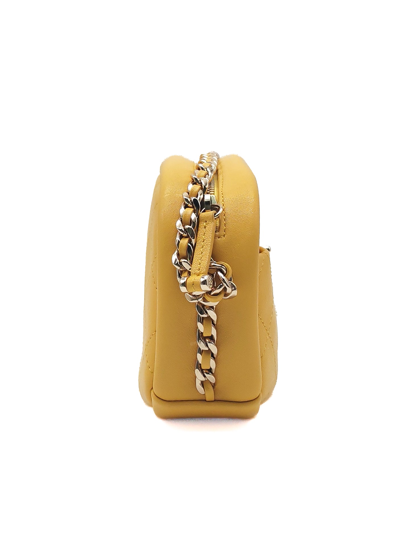 Chanel Matelassé Camera Bag in Yellow Calfskin Leather and Gold Hardware Series 26