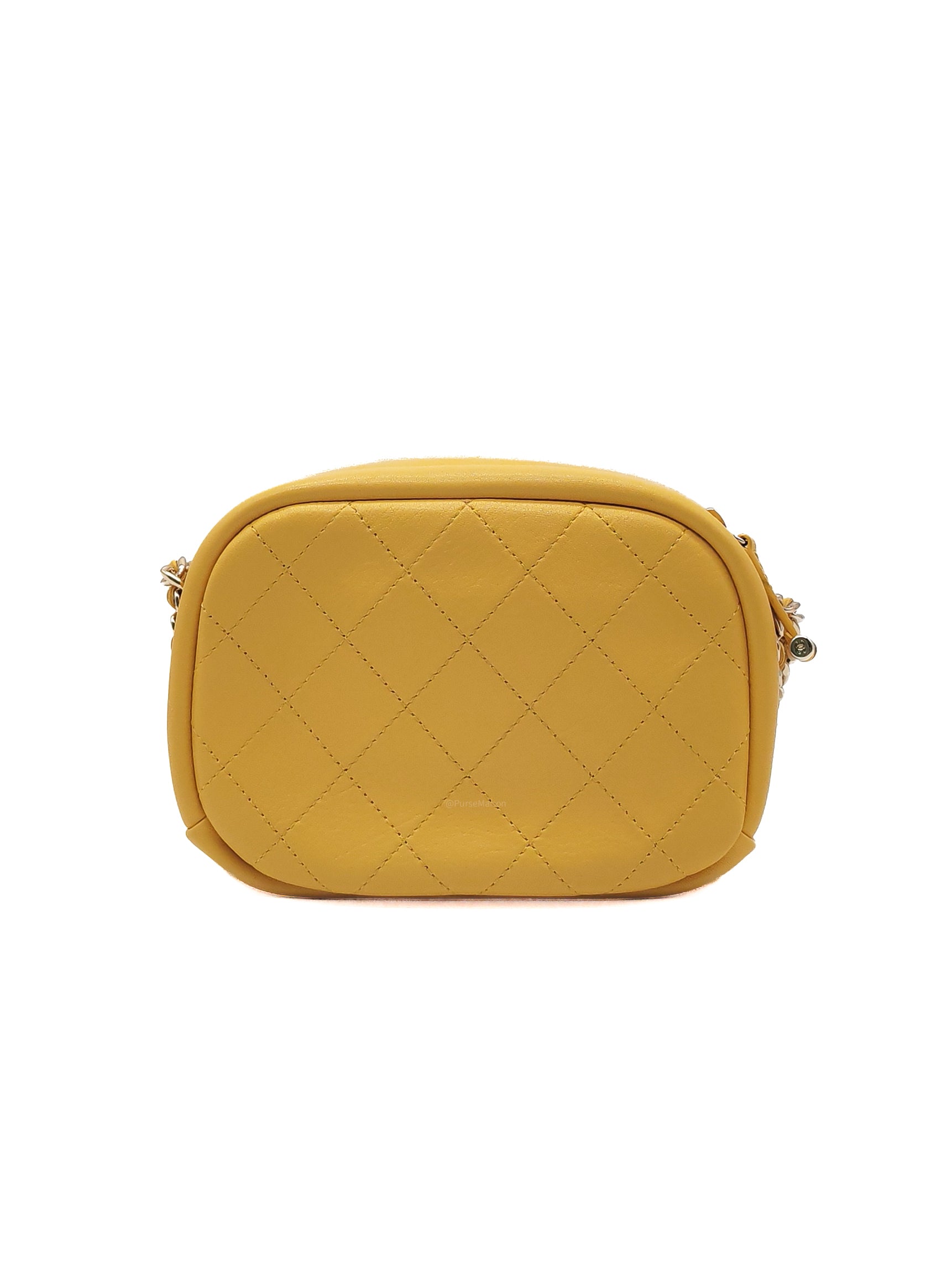 Chanel Matelassé Camera Bag in Yellow Calfskin Leather and Gold Hardware Series 26