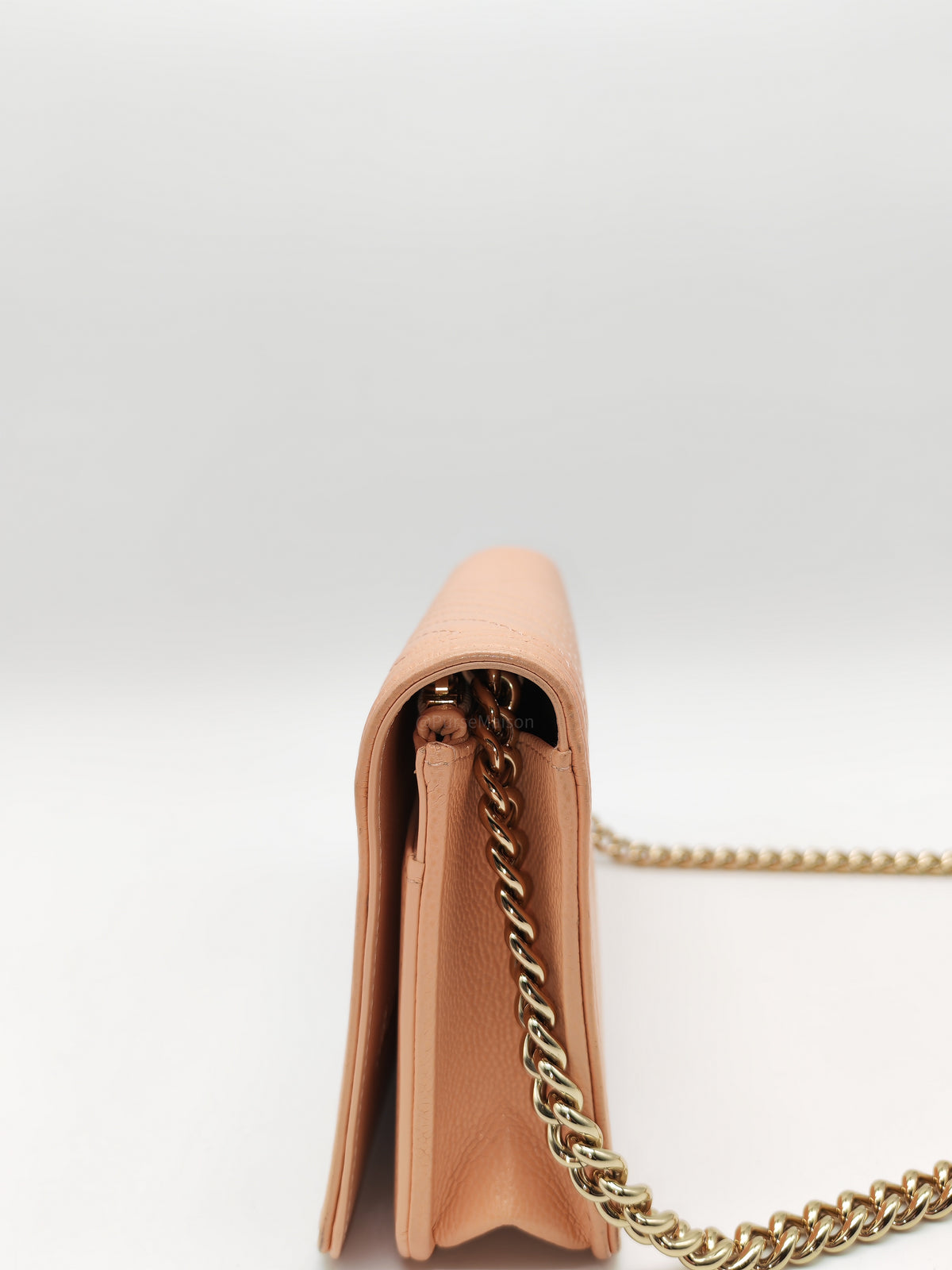 Chanel Boy Chevron Wallet on Chain in Peach Caviar Leather and Light Gold Hardware Microchip