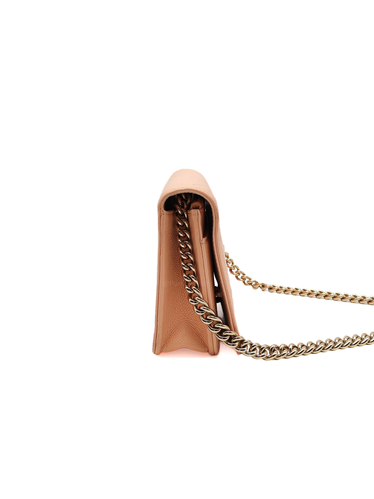 Chanel Boy Chevron Wallet on Chain in Peach Caviar Leather and Light Gold Hardware Microchip
