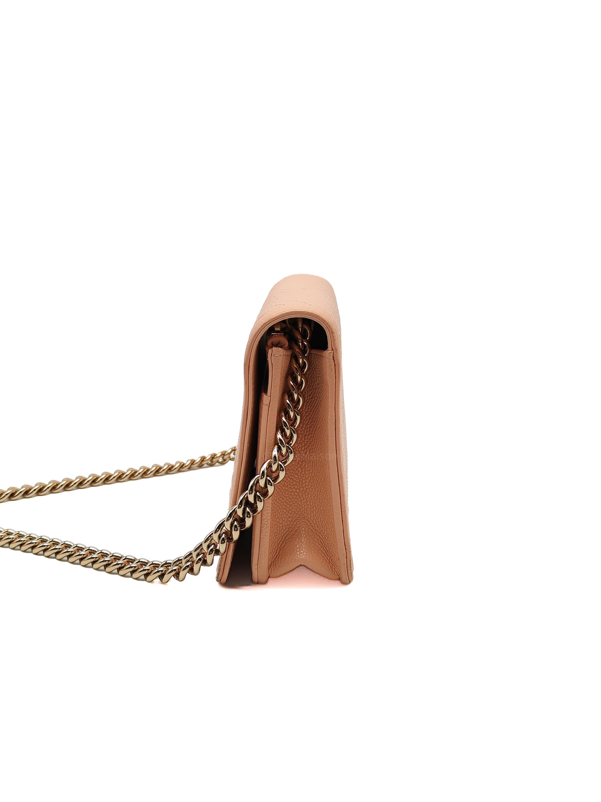Chanel Boy Chevron Wallet on Chain in Peach Caviar Leather and Light Gold Hardware Microchip