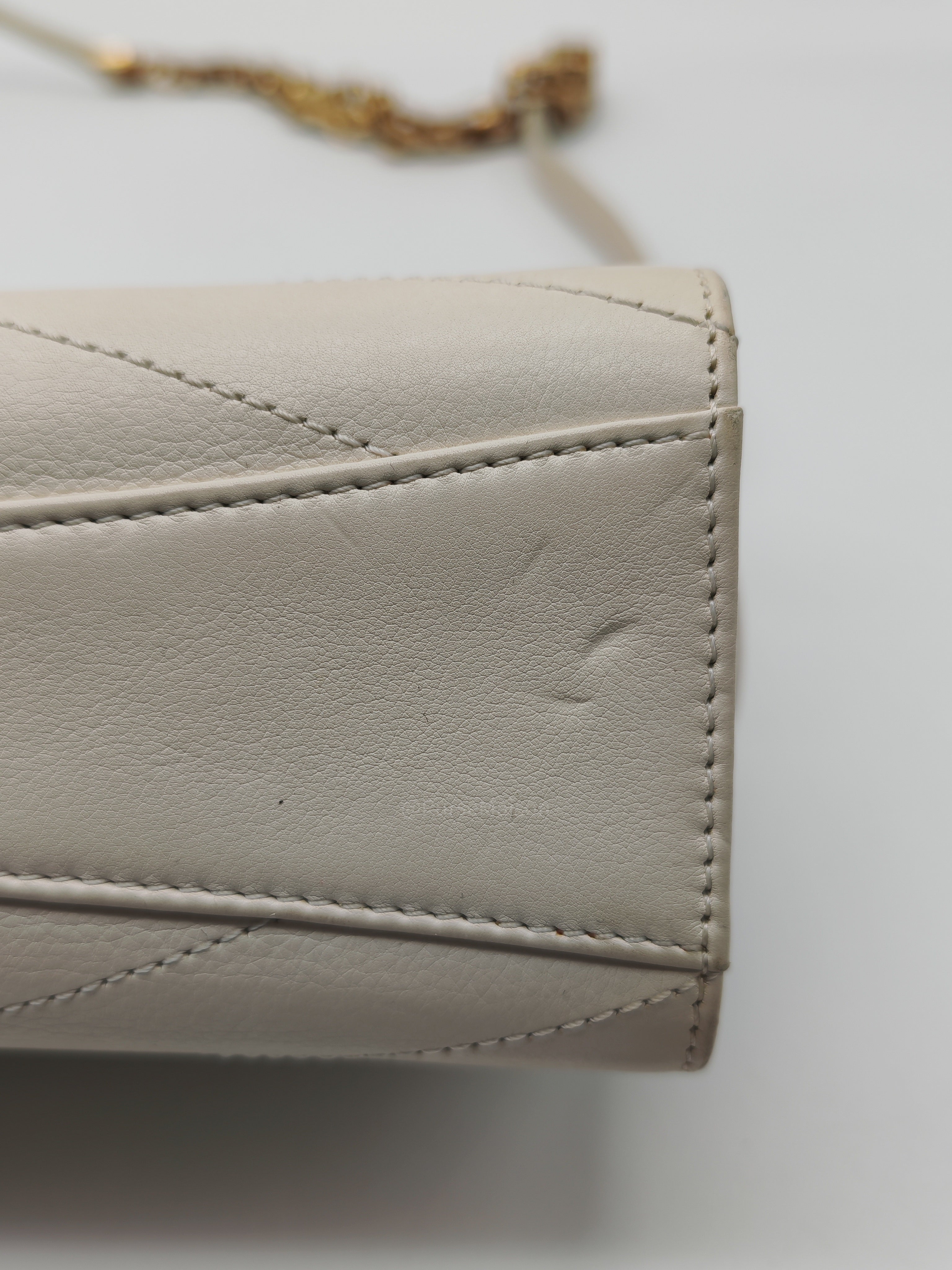 Chanel Envelope Flap Bag in White Chevron Calfskin Leather and Gold Hardware Series 27