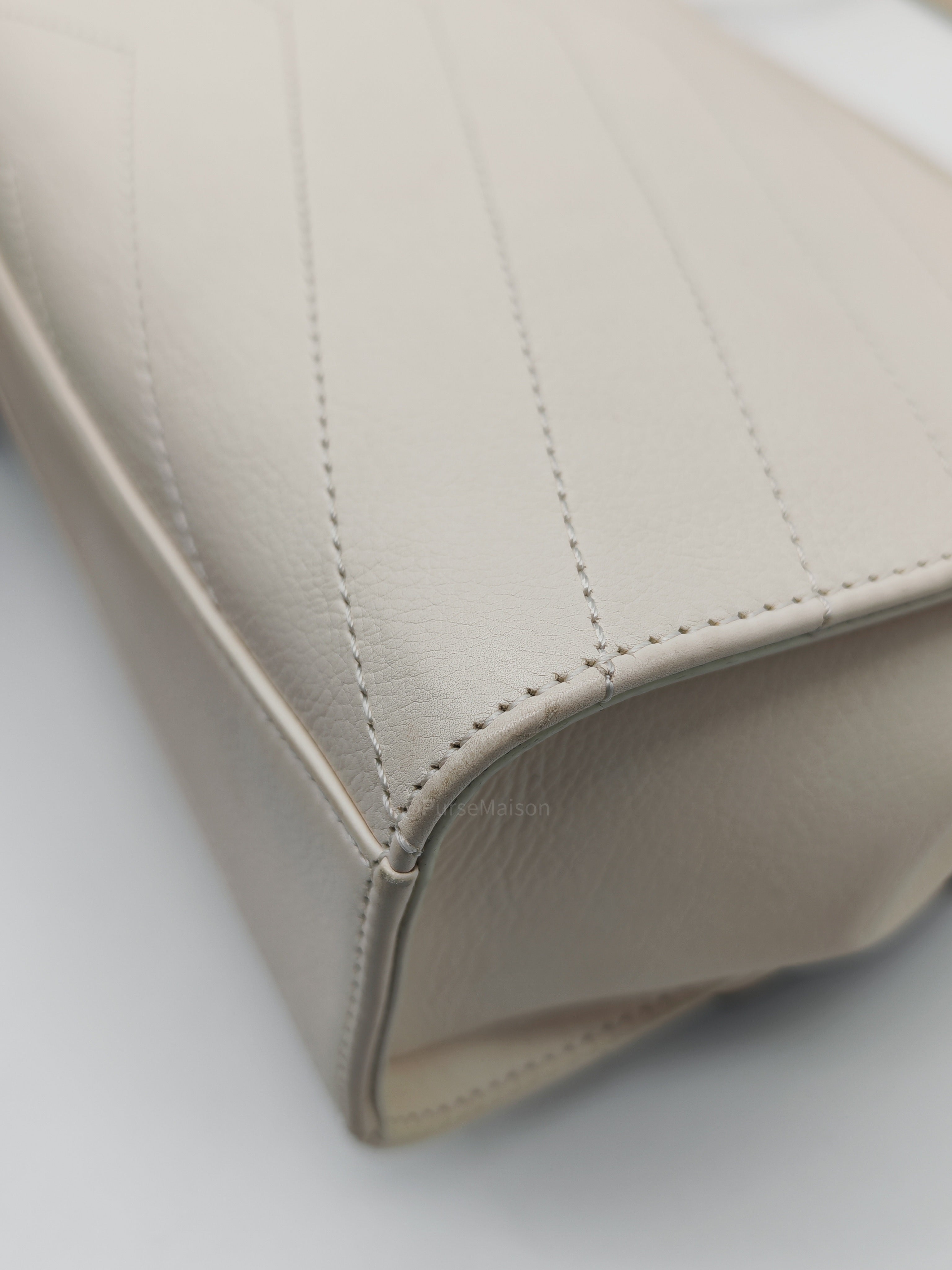 Chanel Envelope Flap Bag in White Chevron Calfskin Leather and Gold Hardware Series 27
