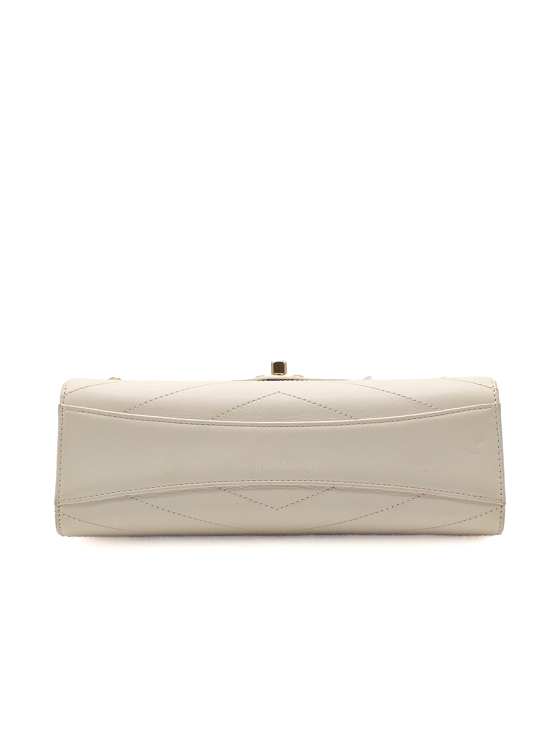 Chanel Envelope Flap Bag in White Chevron Calfskin Leather and Gold Hardware Series 27