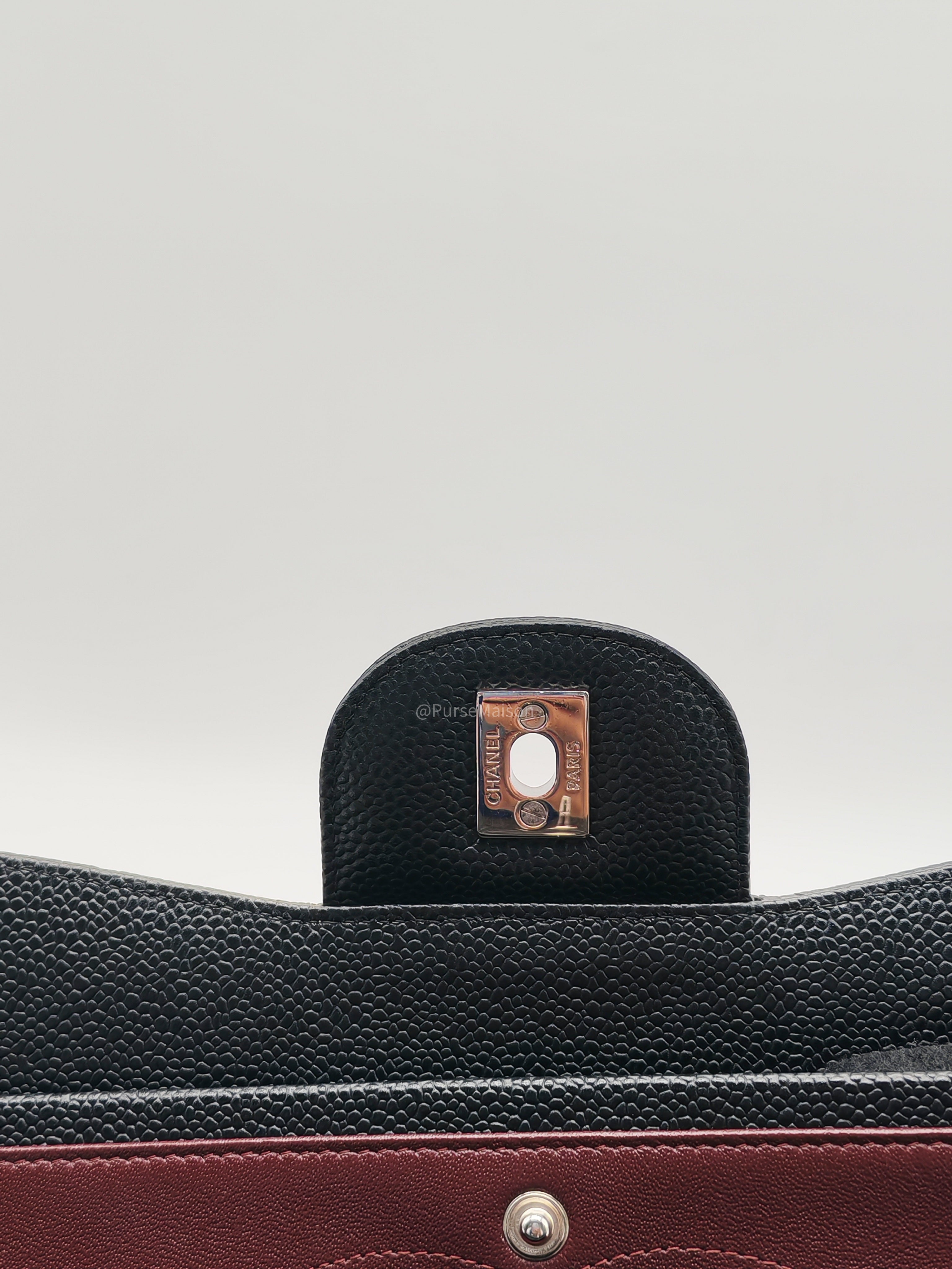 Chanel Classic Double Flap Jumbo in Black Quilted Caviar Leather and Silver Hardware Series 27