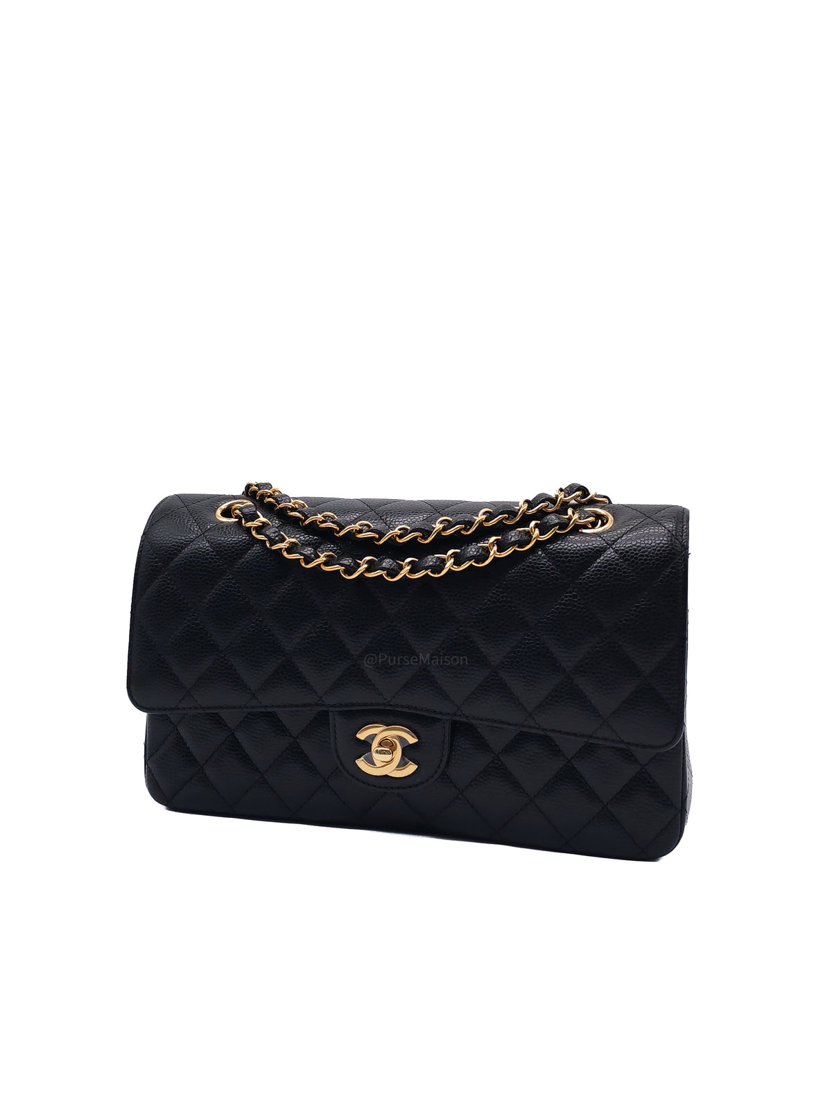 Chanel Classic Double Flap Medium in Black Caviar Leather Gold Hardware (H3****JO)
