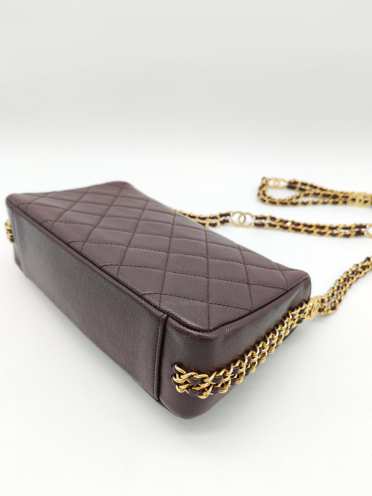 Chanel CC You Flap Bag in Dark Brown Caviar Leather Shiny Gold Hardware (Microchip)