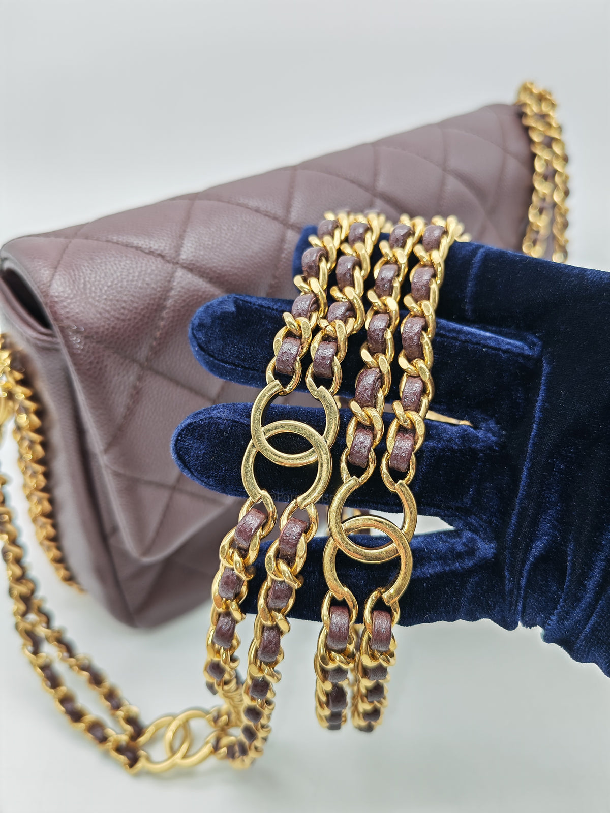 Chanel CC You Flap Bag in Dark Brown Caviar Leather Shiny Gold Hardware (Microchip)