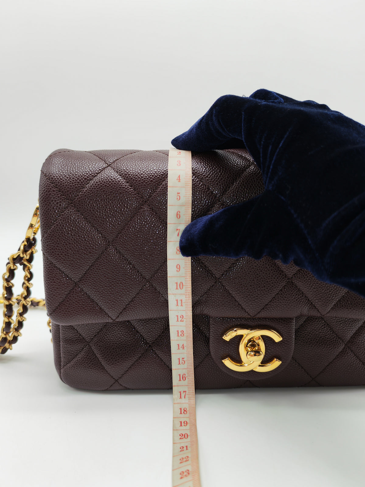 Chanel CC You Flap Bag in Dark Brown Caviar Leather Shiny Gold Hardware (Microchip)
