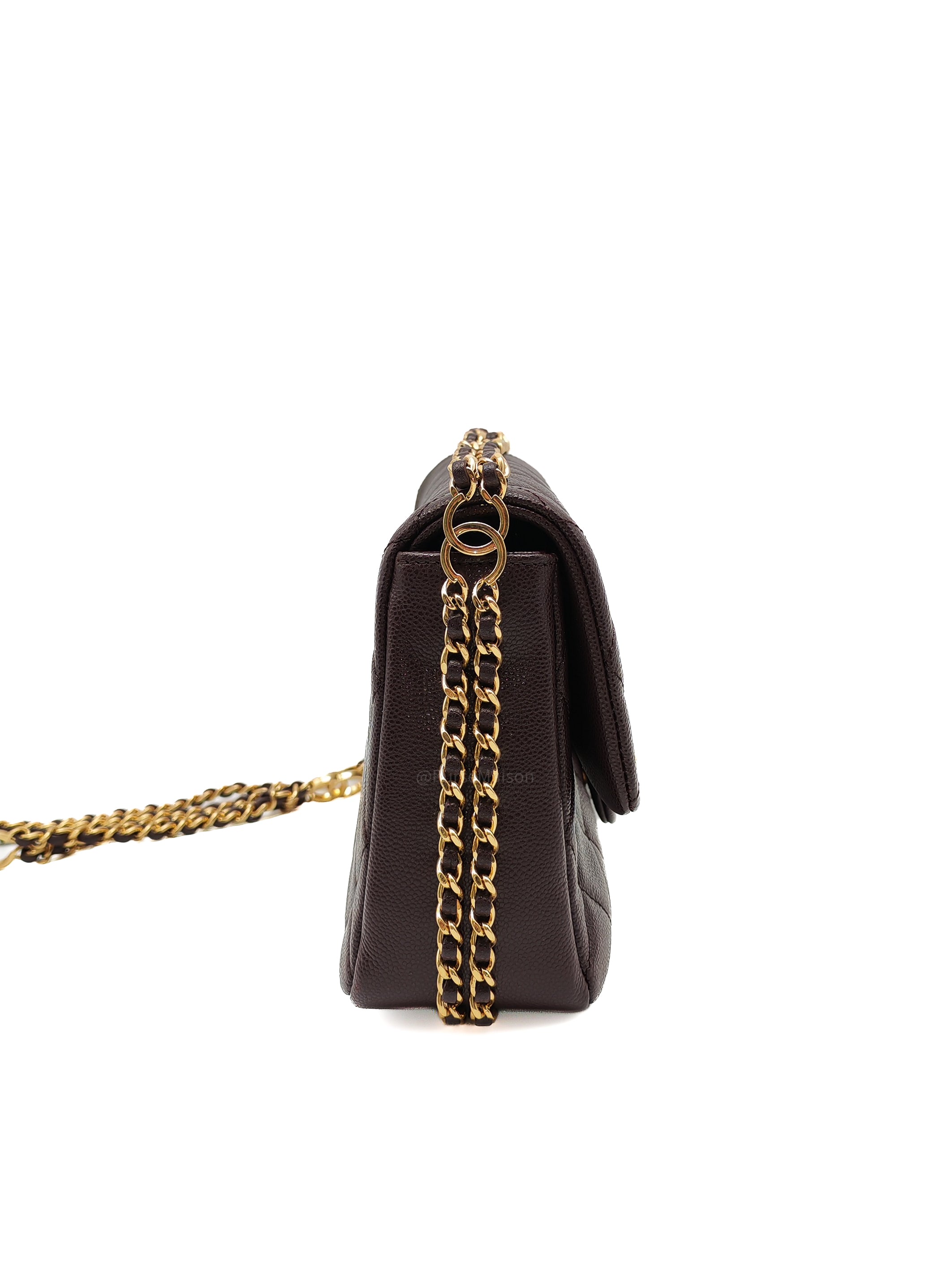 Chanel CC You Flap Bag in Dark Brown Caviar Leather Shiny Gold Hardware (Microchip)