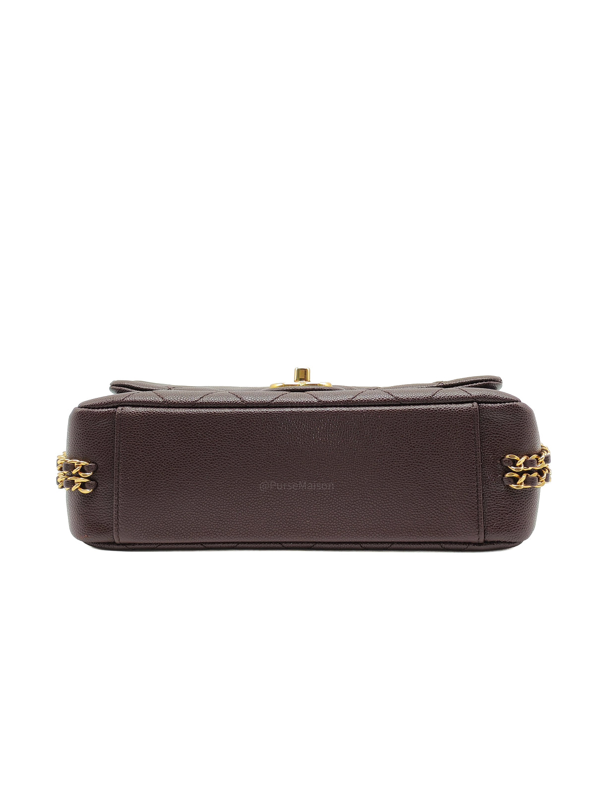 Chanel CC You Flap Bag in Dark Brown Caviar Leather Shiny Gold Hardware (Microchip)